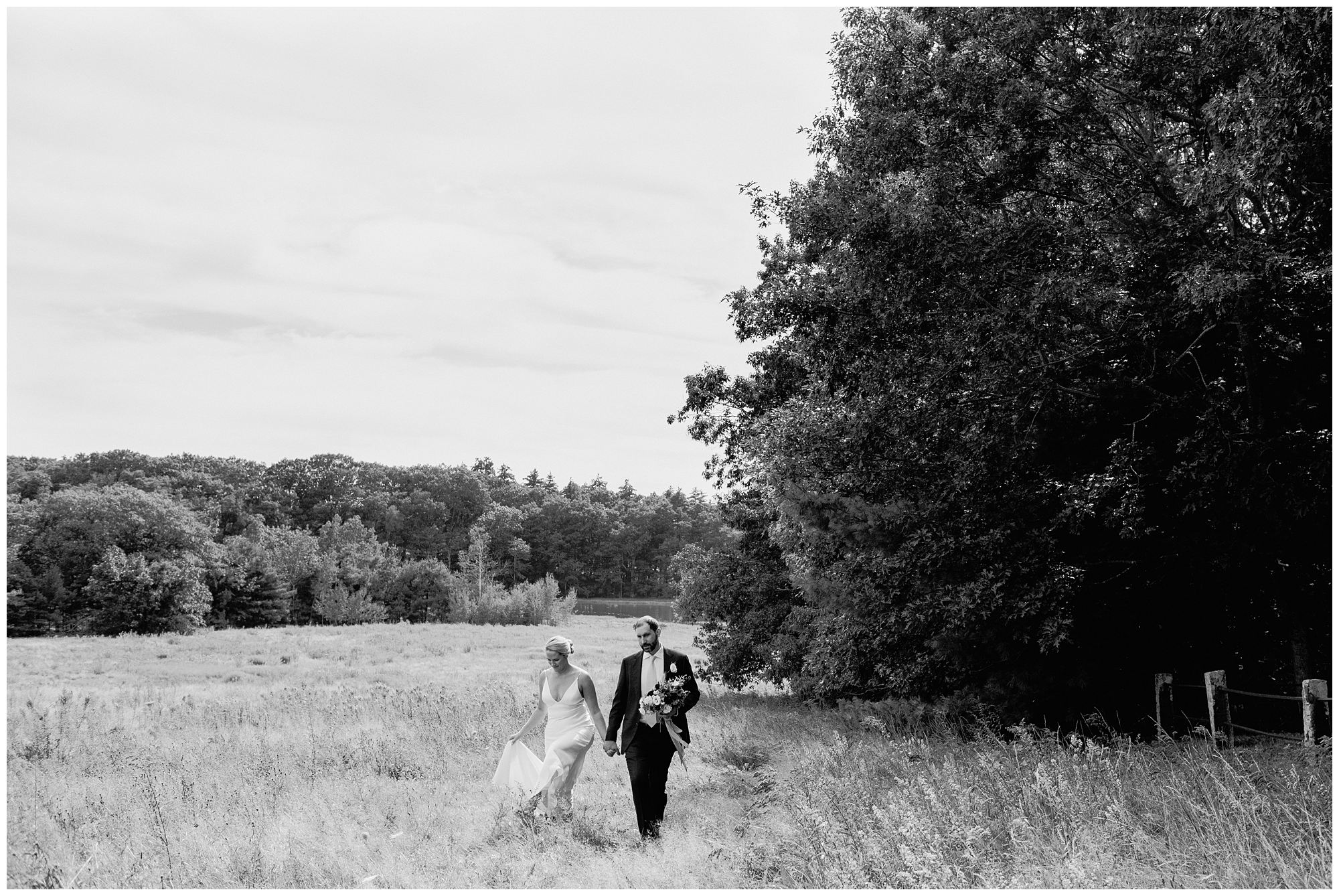 Bride and groom photos at Scotland Fields By York Maine wedding photographer
