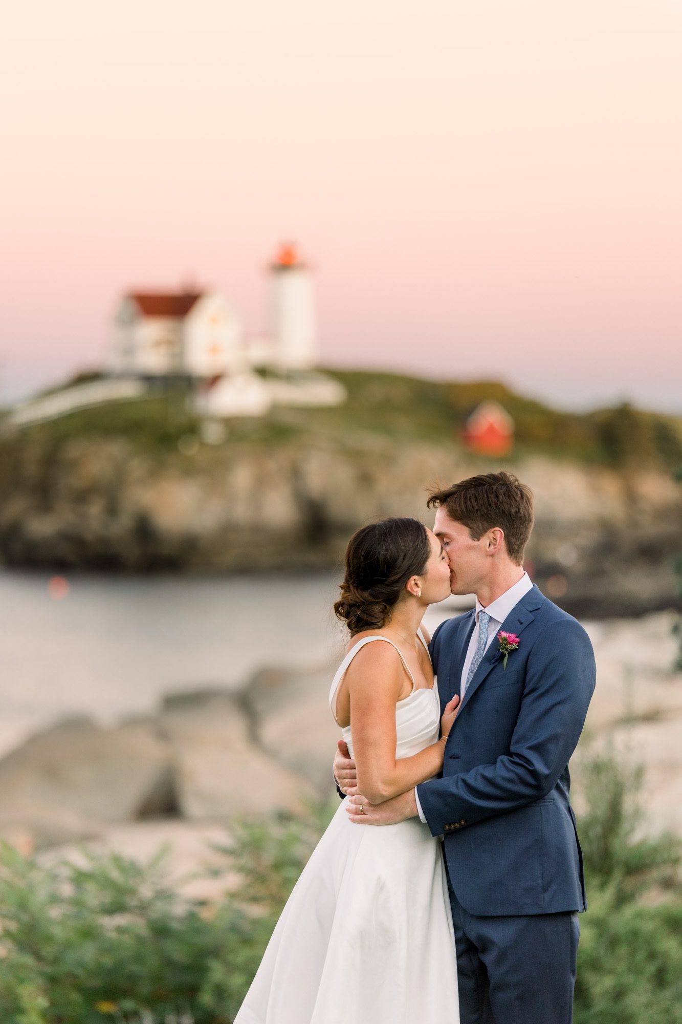 Sunset wedding photo in York Maine