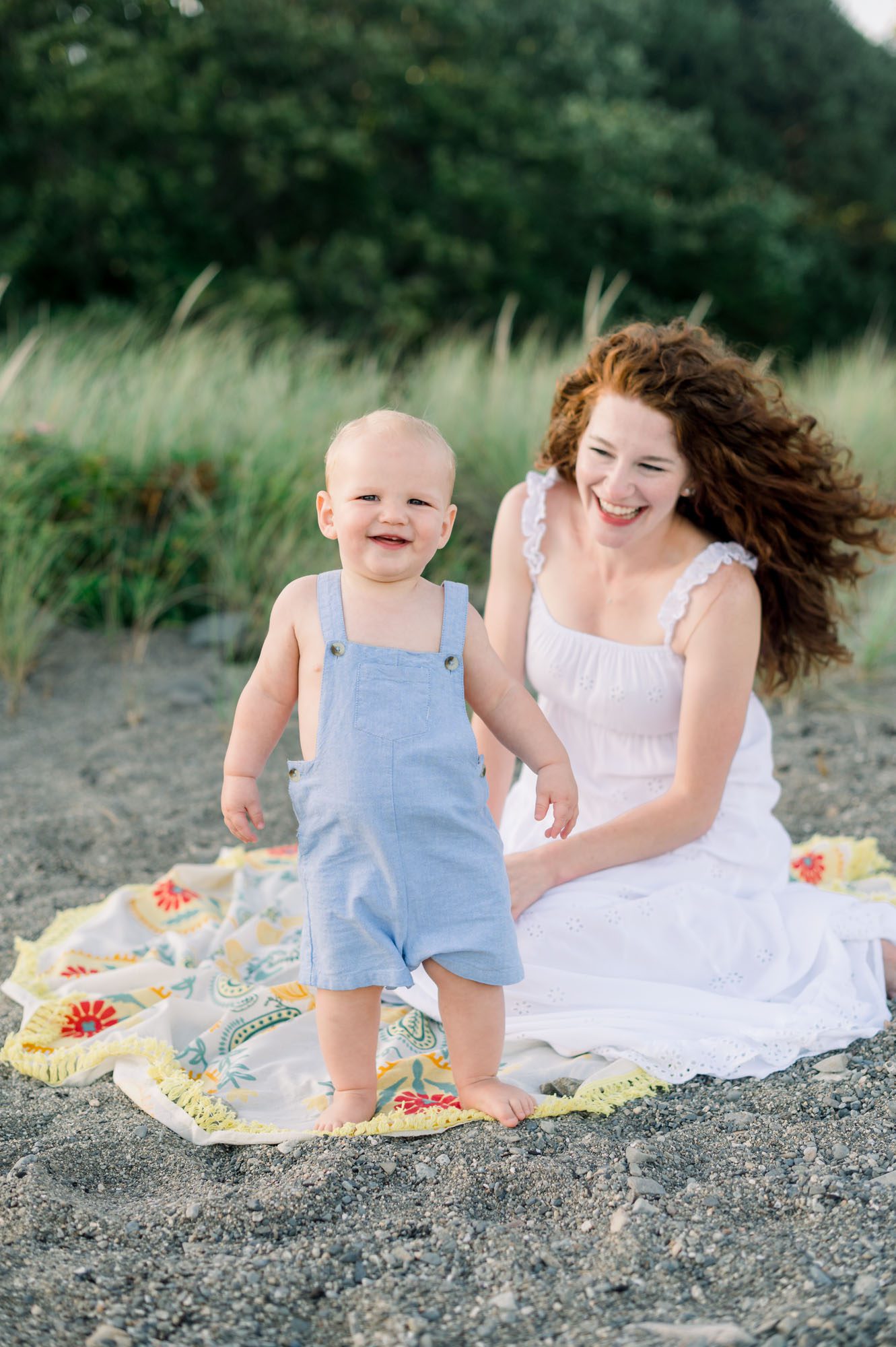 Southern Maine family and Lifestyle photographer. Mom and baby boy on the beach in York Maine
