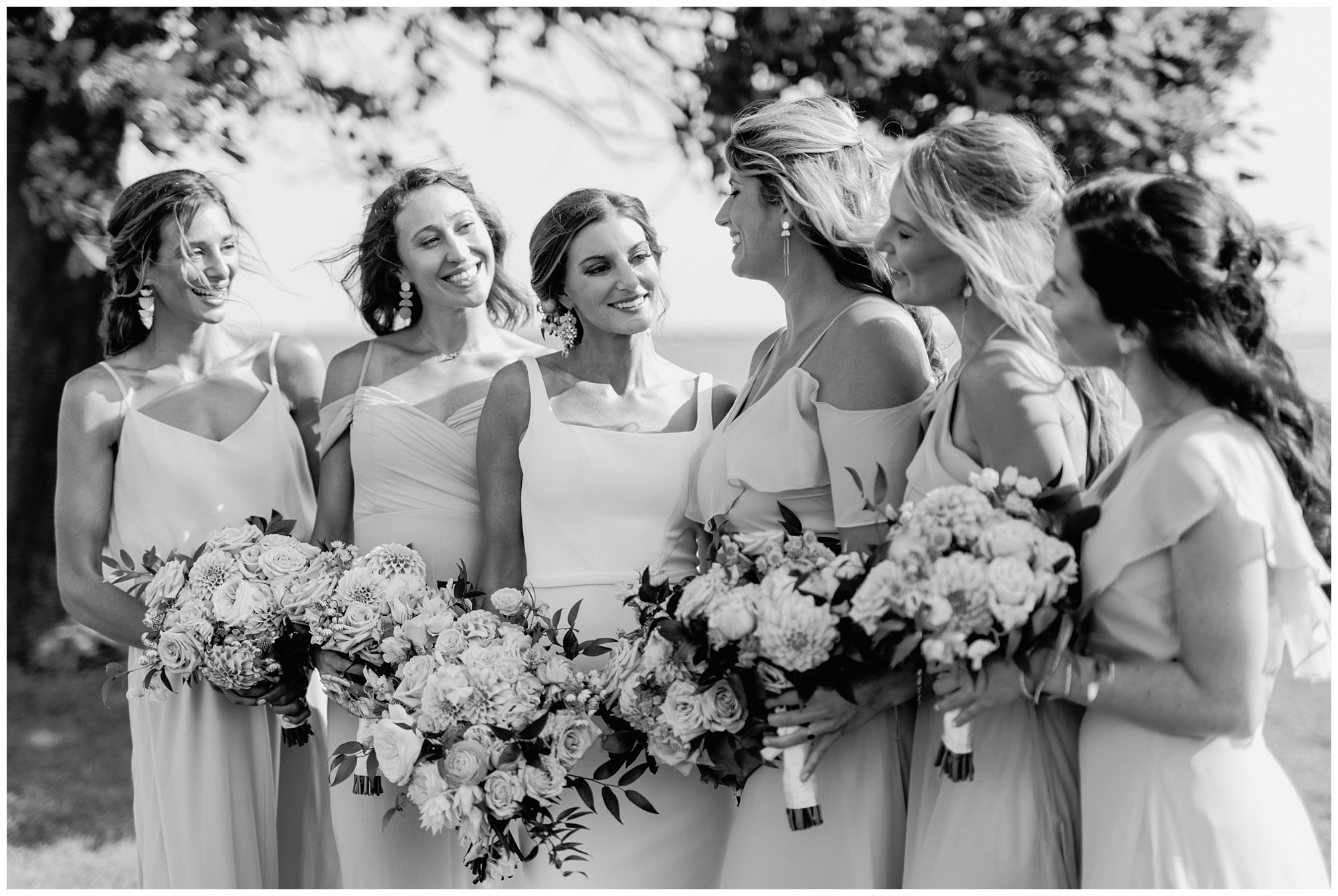 Bridal party photos at Newcastle Commons in Rye, NH.