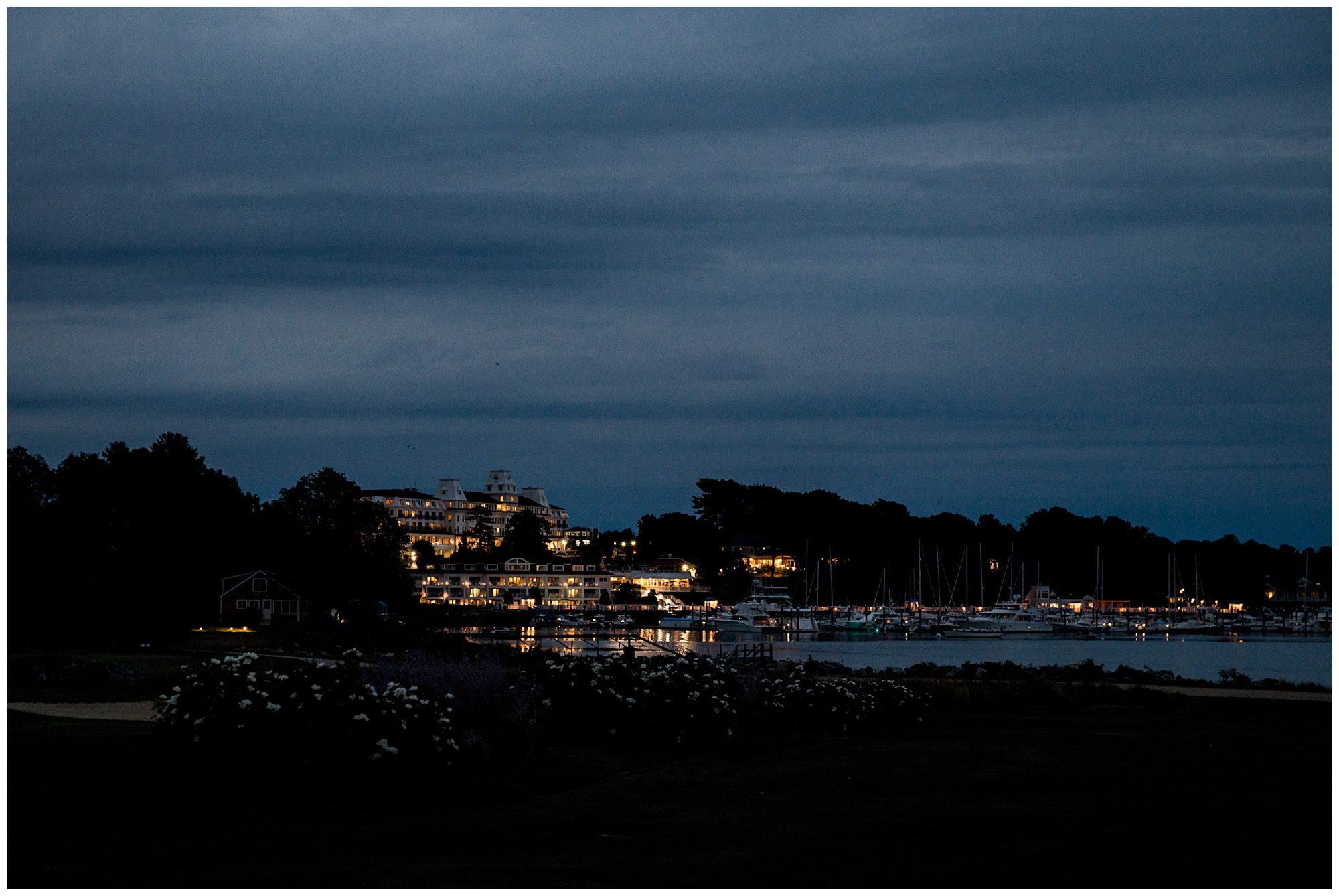 Night photography at Wentworth by the Sea Country Club Wedding.