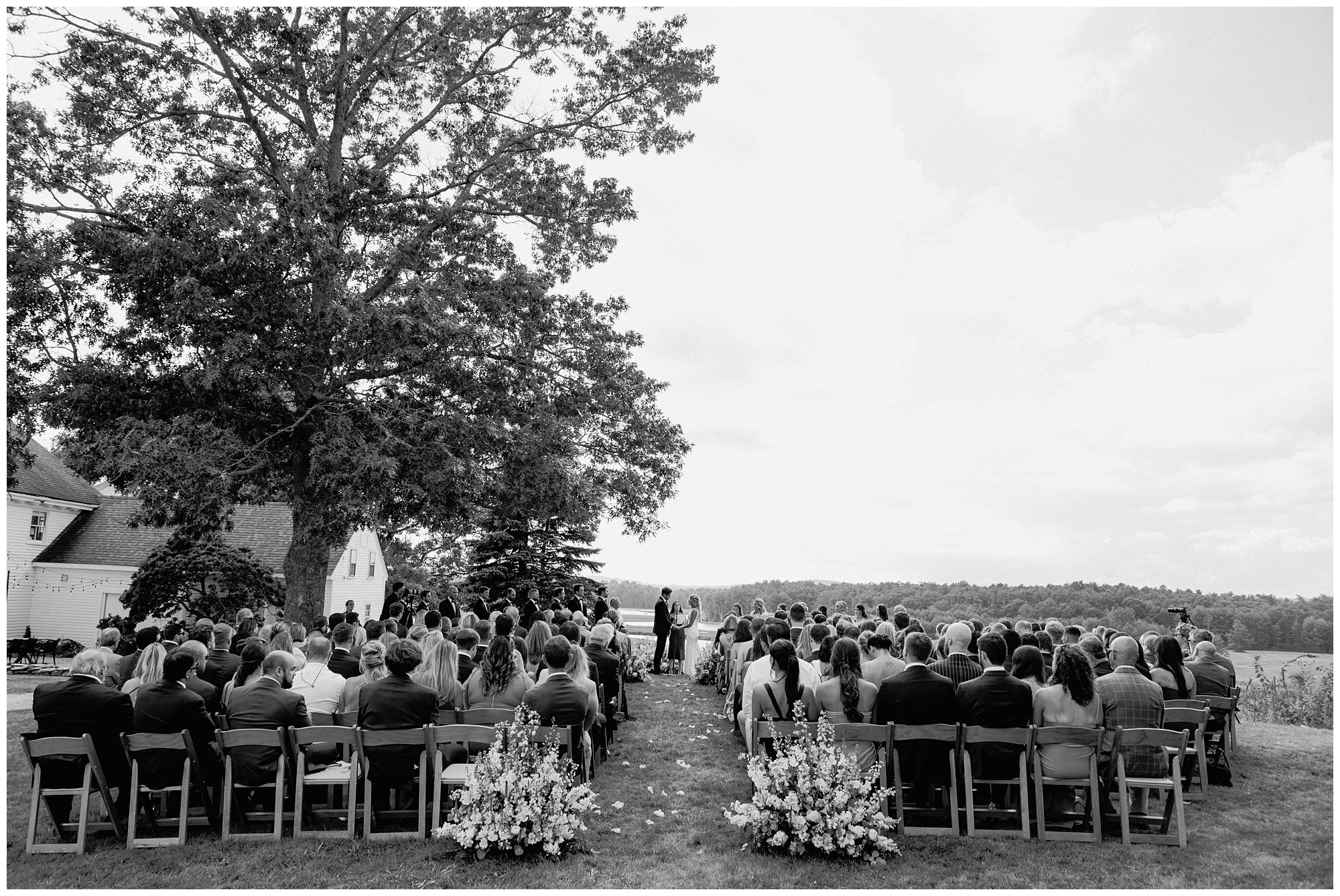 Wedding ceremony at Scotland fields in York Maine