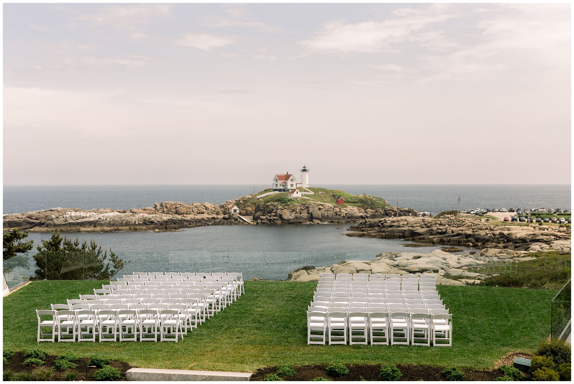 Viewpoint Hotel Ceremony site overlooking Nubble light in York Maine