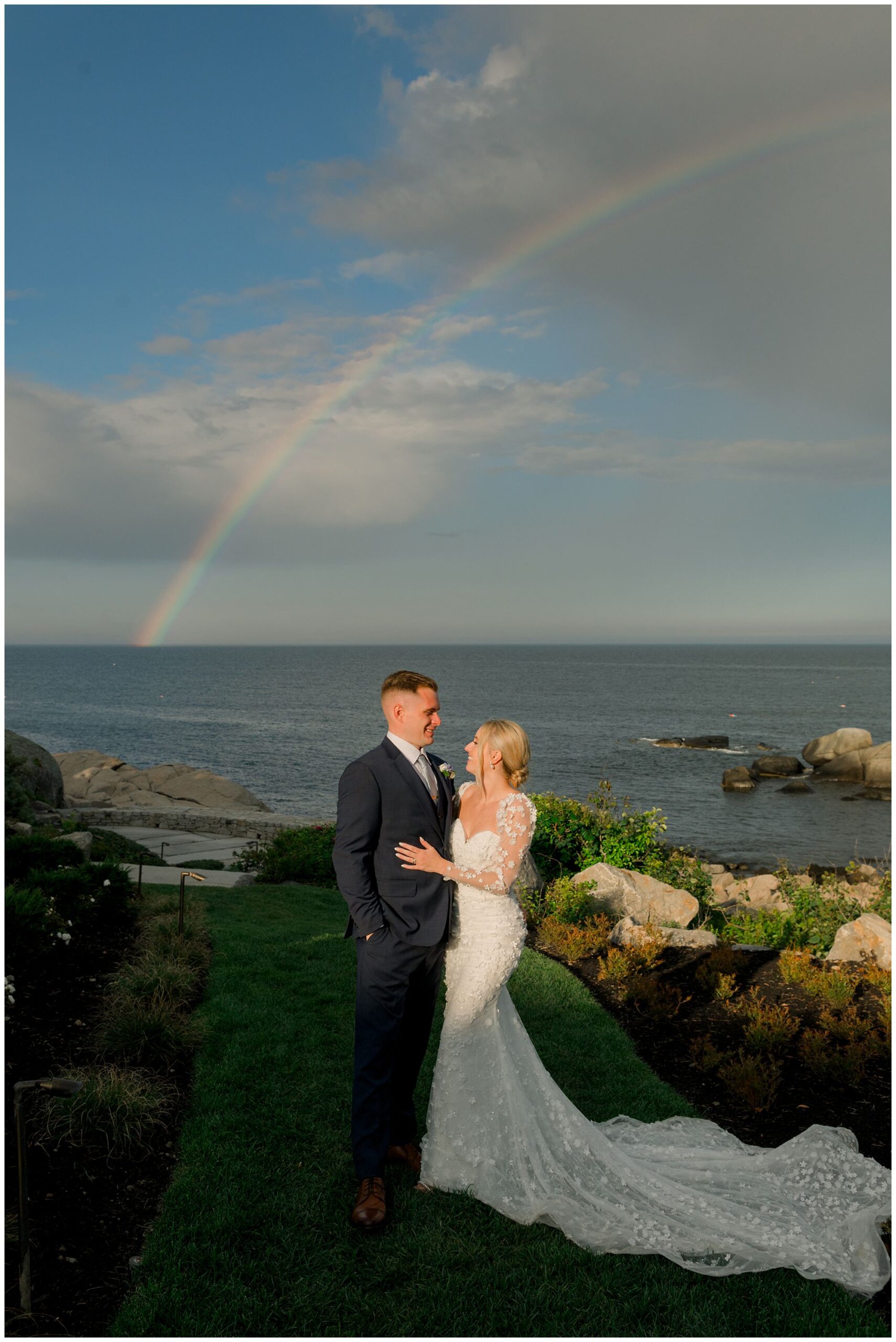 Rainbow appears during wedding at Viewpoint Hotel in York Maine
