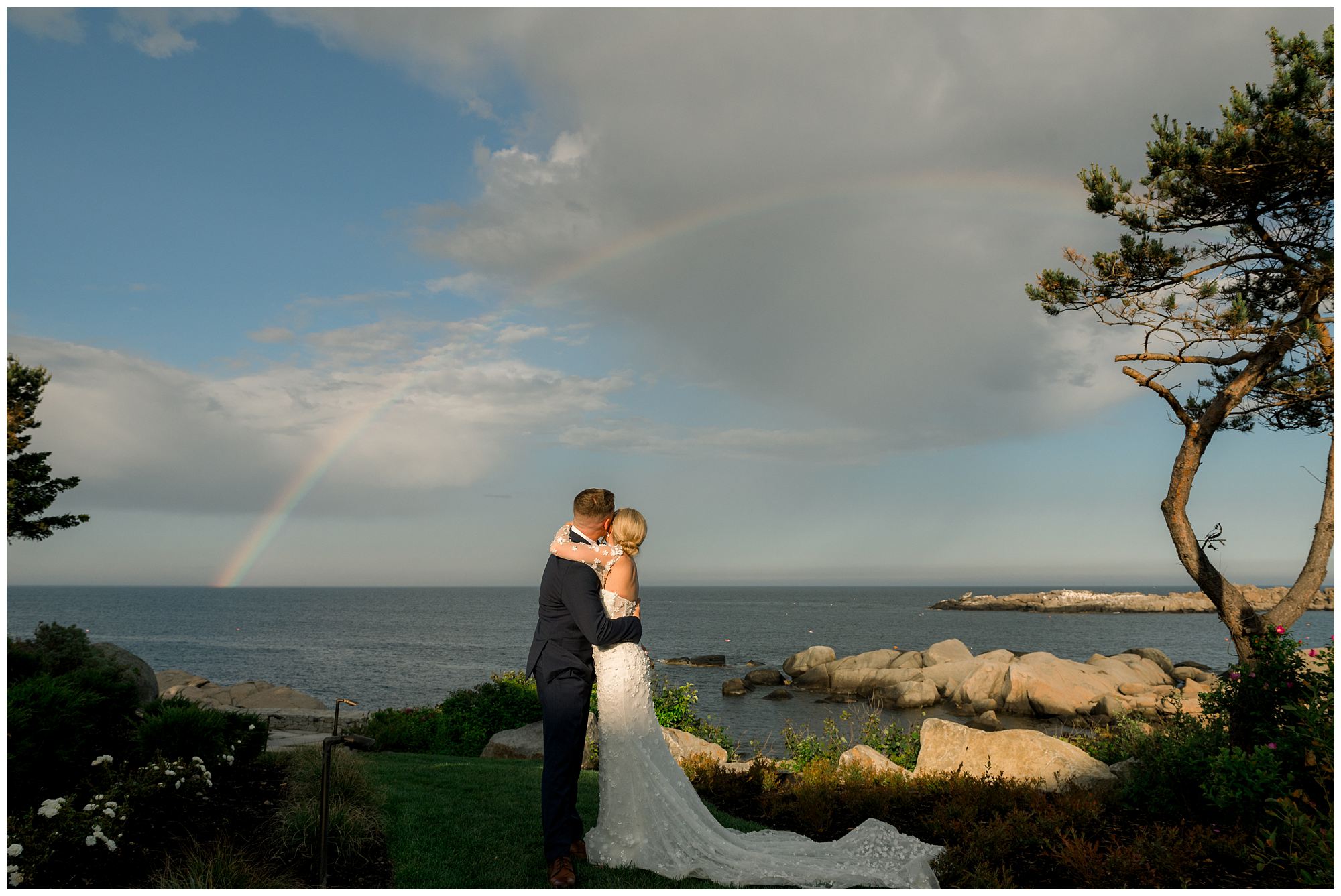 Rainbow appears during wedding at Viewpoint Hotel in York Maine