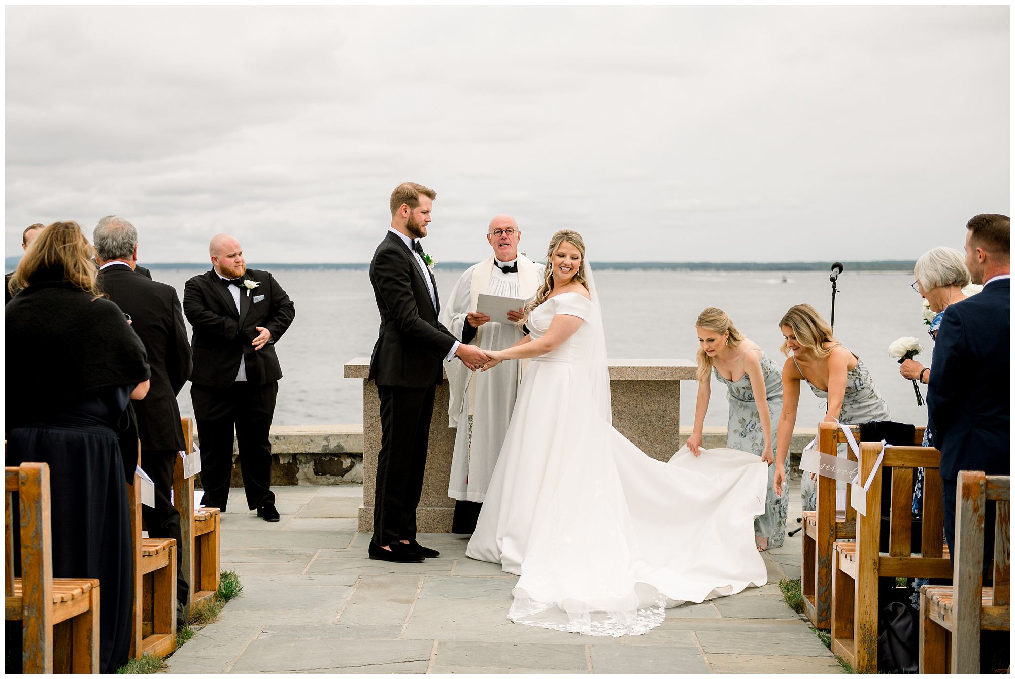 Wedding ceremony at Saint Ann's ivy the Sea Episcopal Church n Kennebunkport Maine