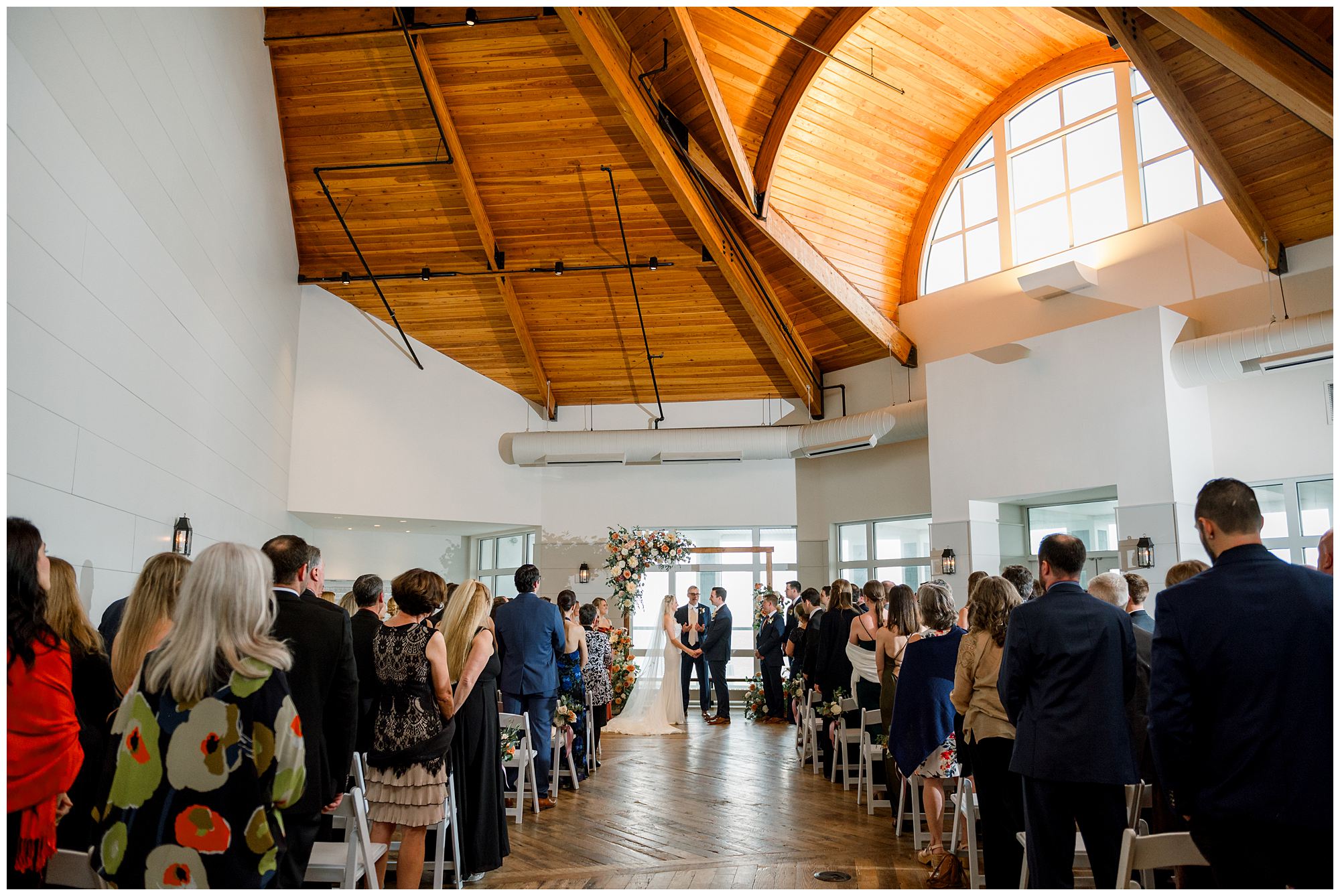 Indoor wedding ceremony at Cliff House Maine