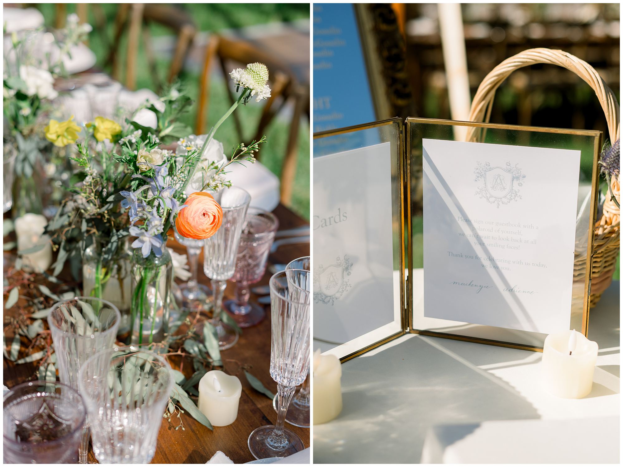 Garden inspired reception details at Hamilton House in South Berwick Maine