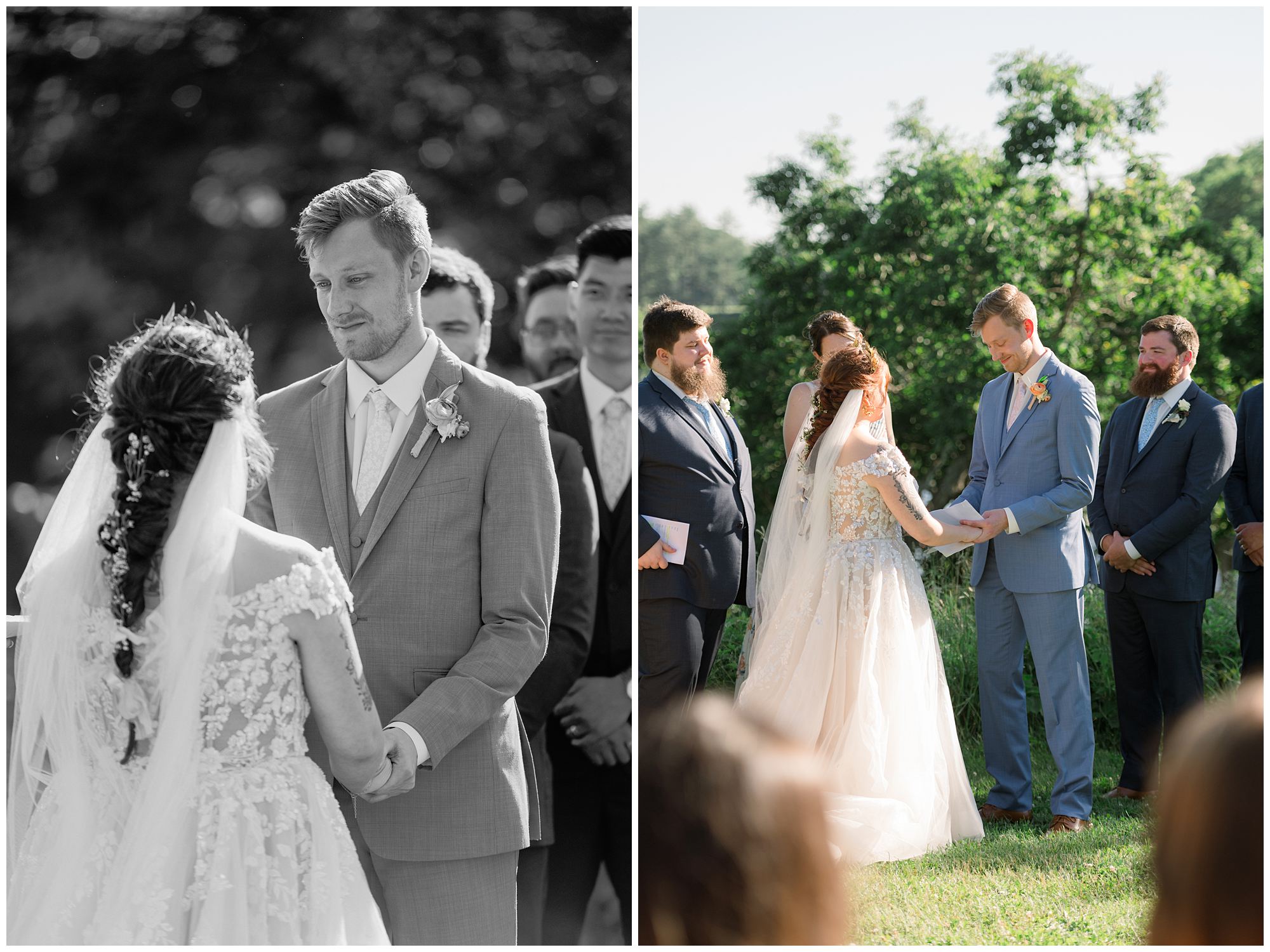 Wedding ceremony overlooking the riverfront at Hamilton House in South Berwick Maine