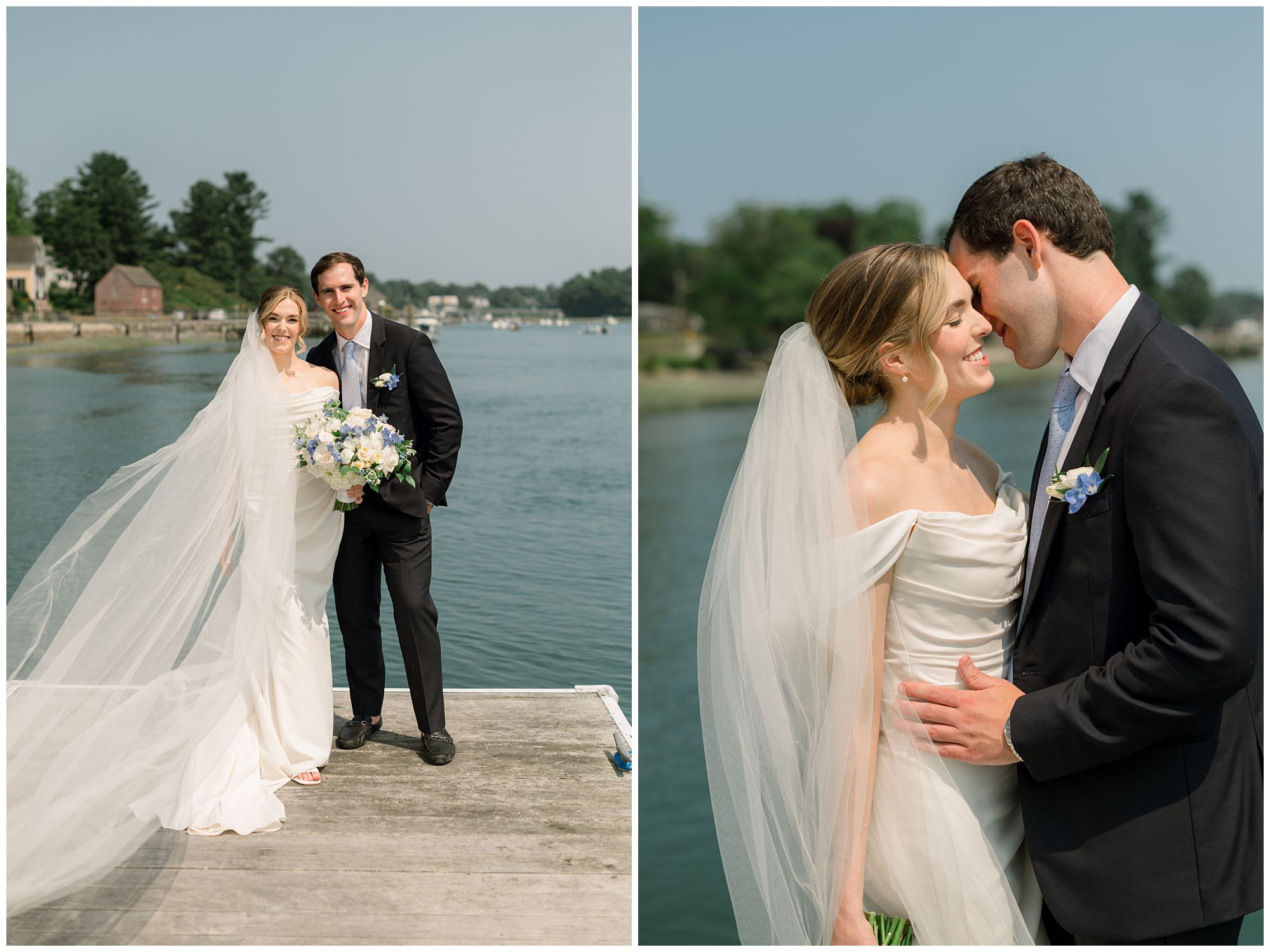 Bride & Groom wedding day photos on docks at York Golf & Tennis Club