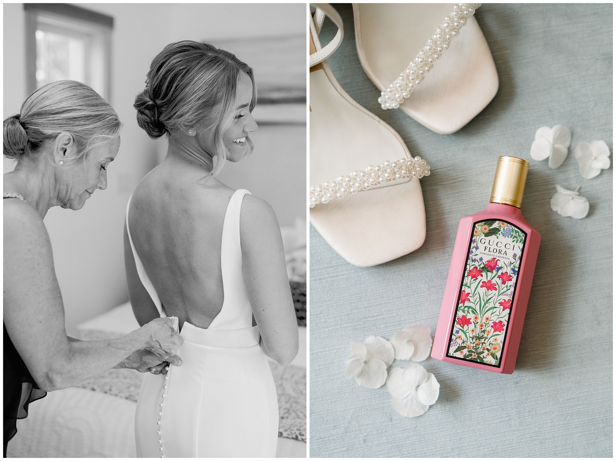 Bride getting ready in Portsmouth NH for Langdon House wedding