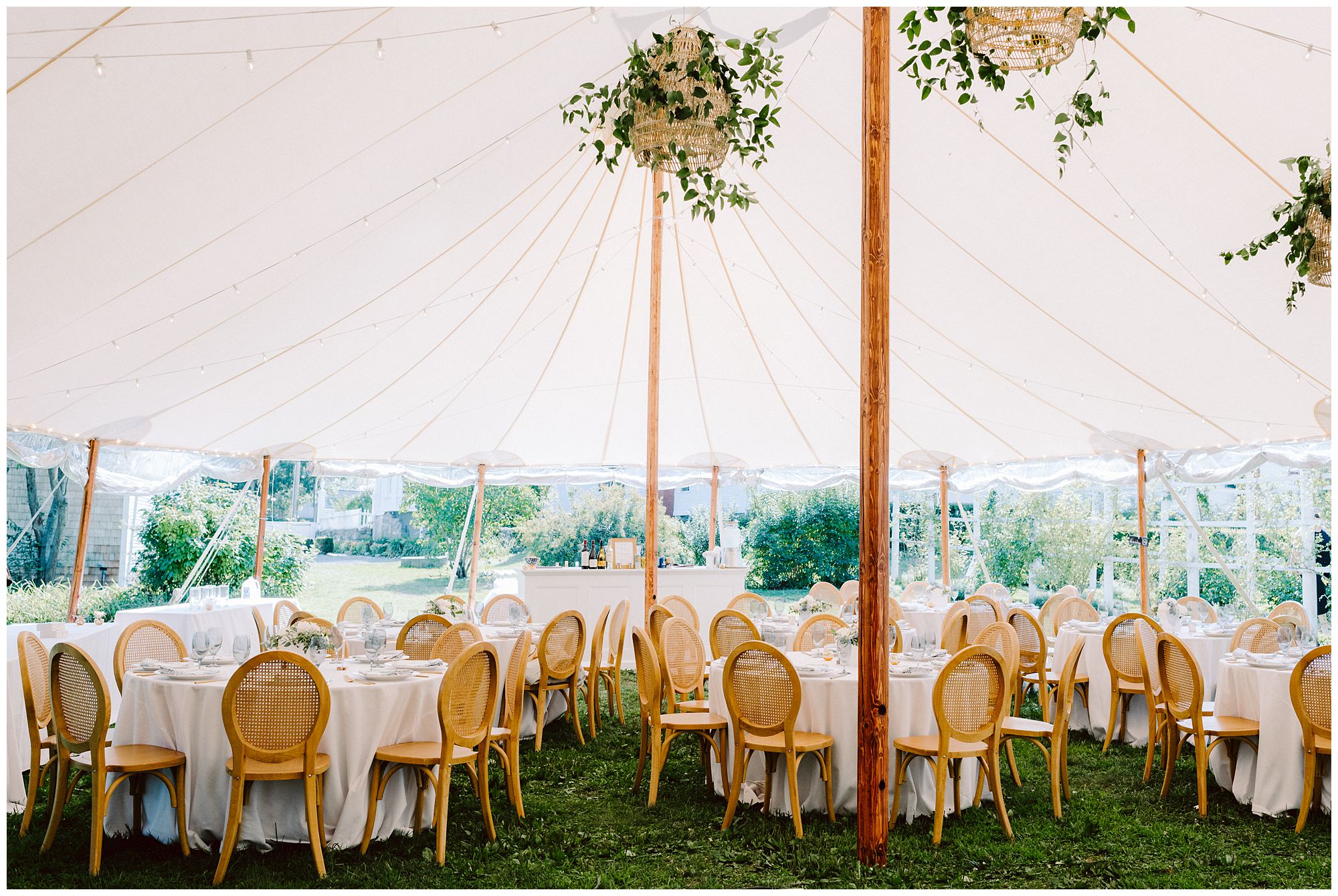 Reception Details under tent at Langdon House wedding