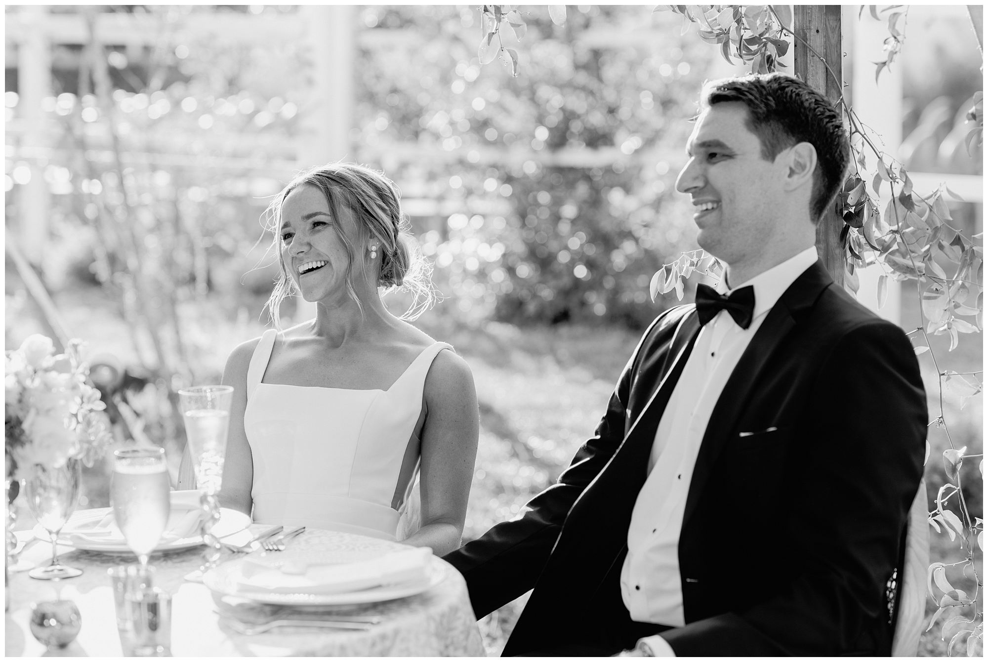 Tented wedding reception at Langdon House. Toast photos.