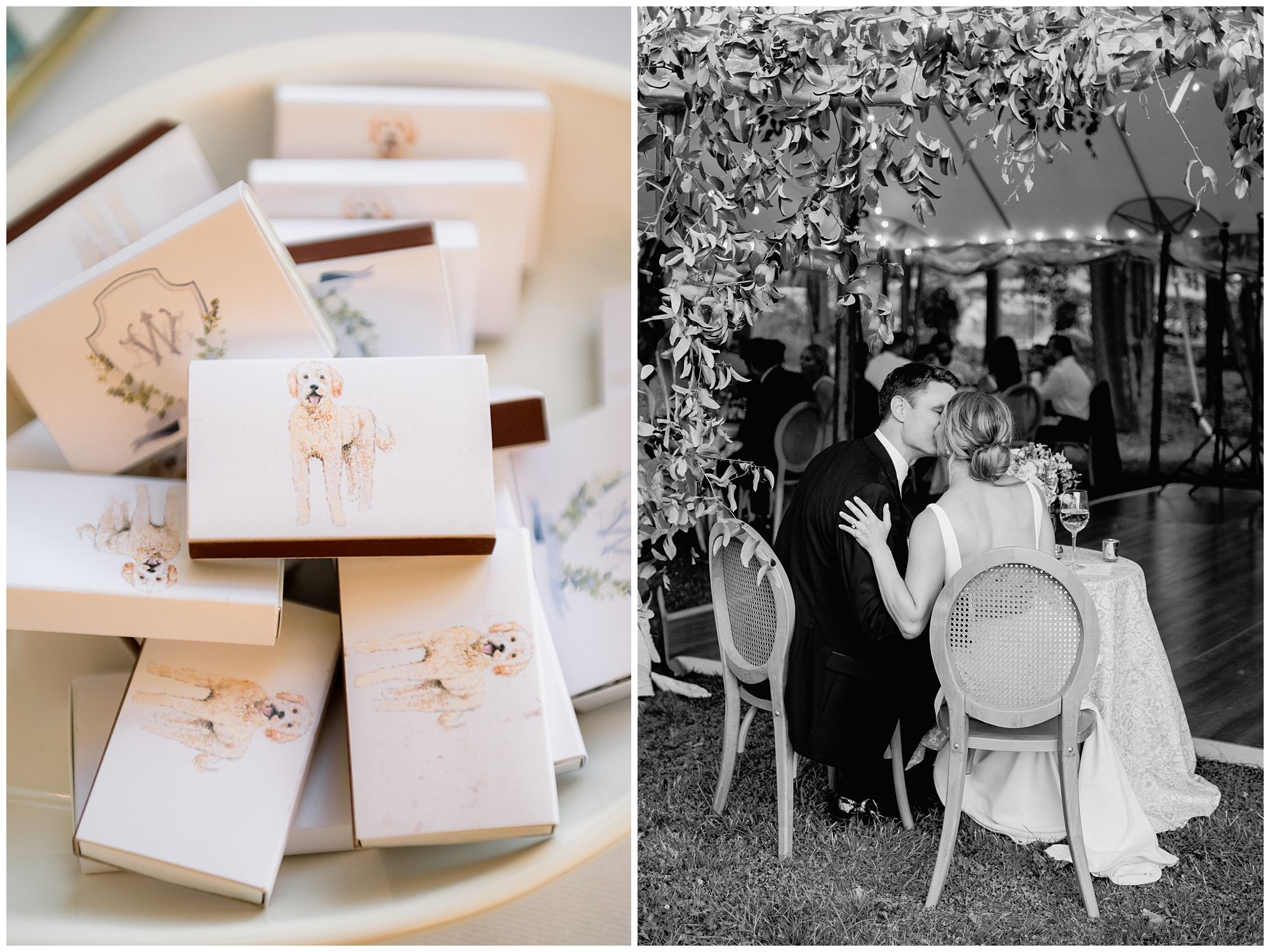 Tented wedding reception at Langdon House. Toast photos.