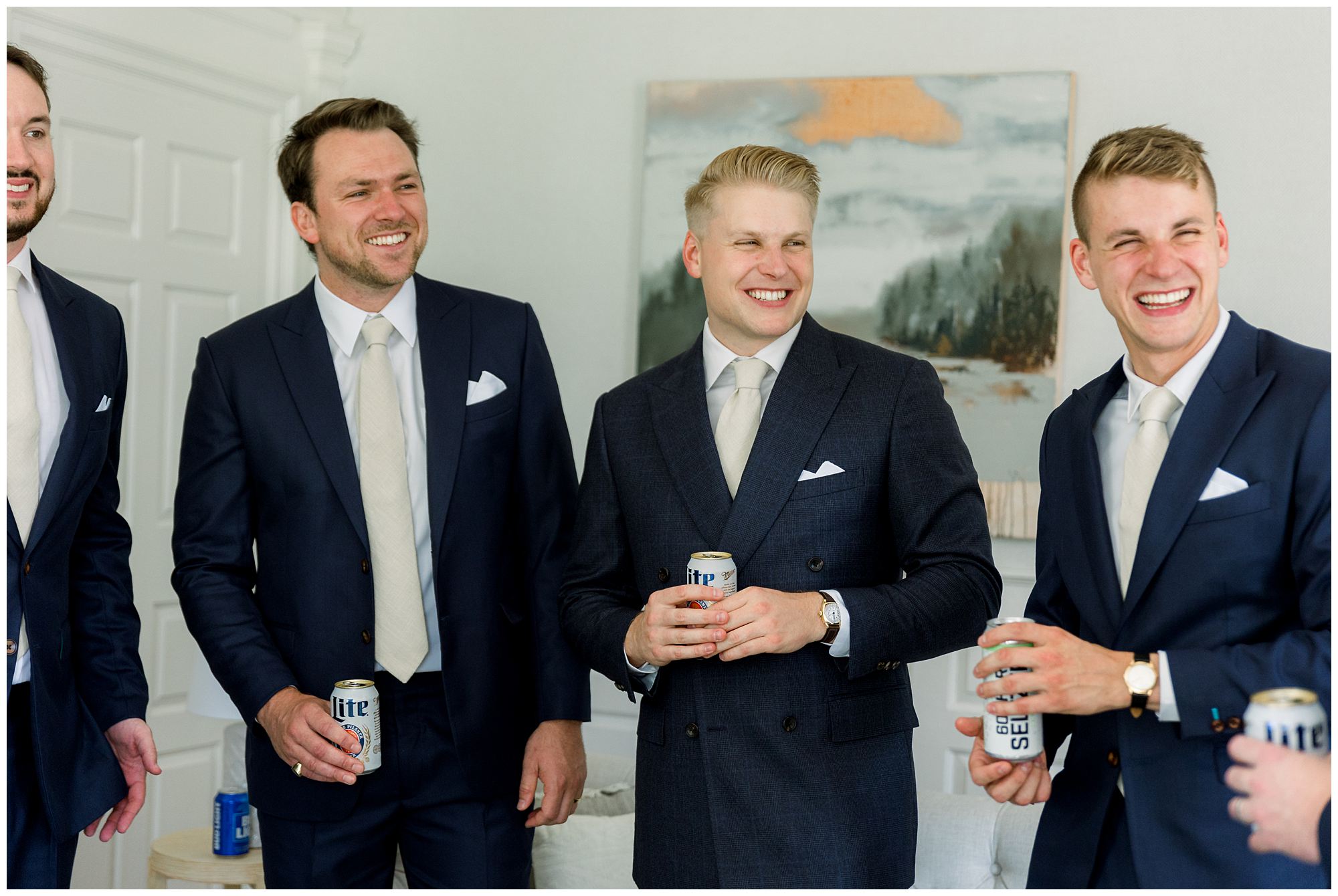 Groom getting ready at 1774 Inn in Phippsburg, Maine