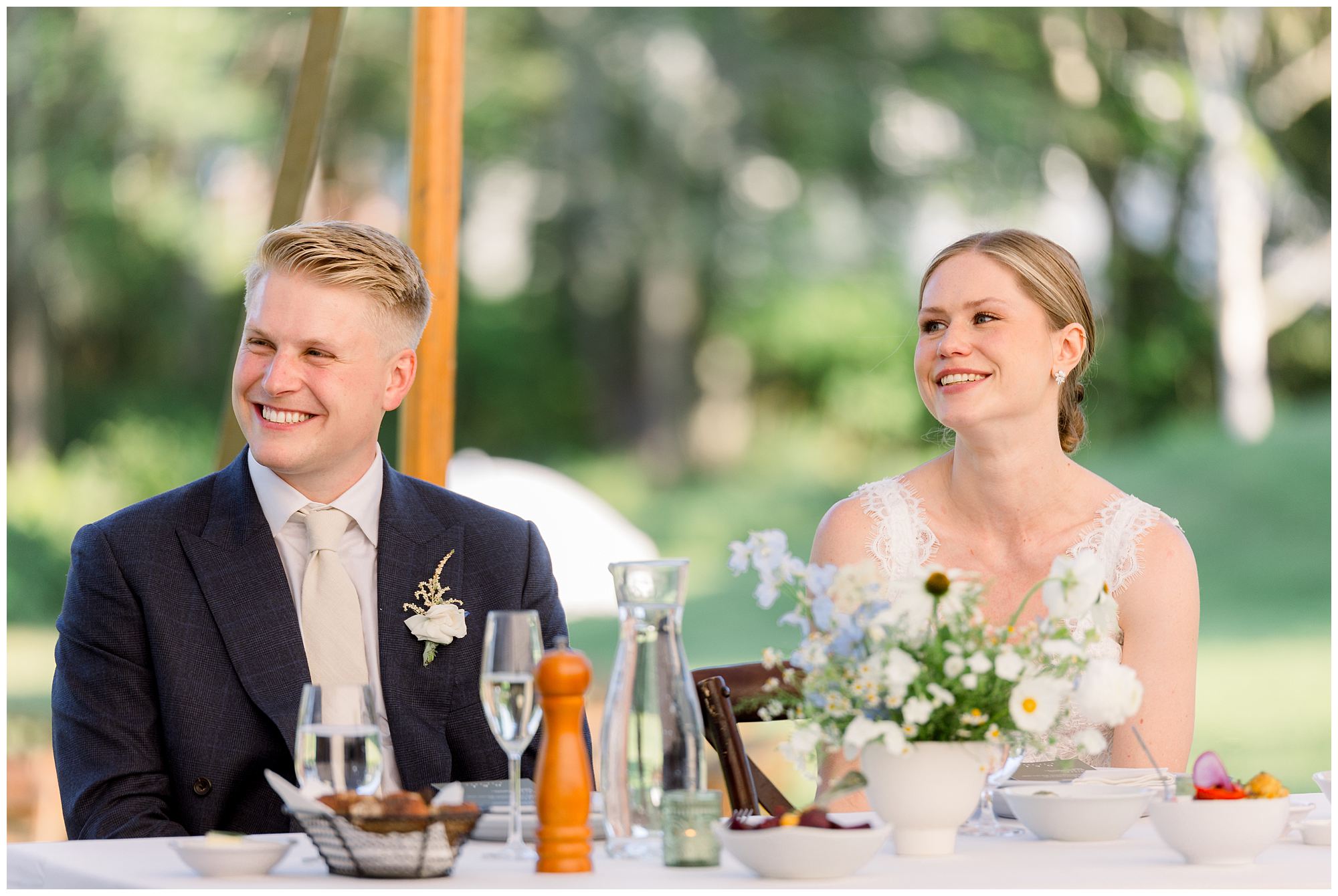 Tented wedding reception dinner & dancing at 1774 Inn wedding