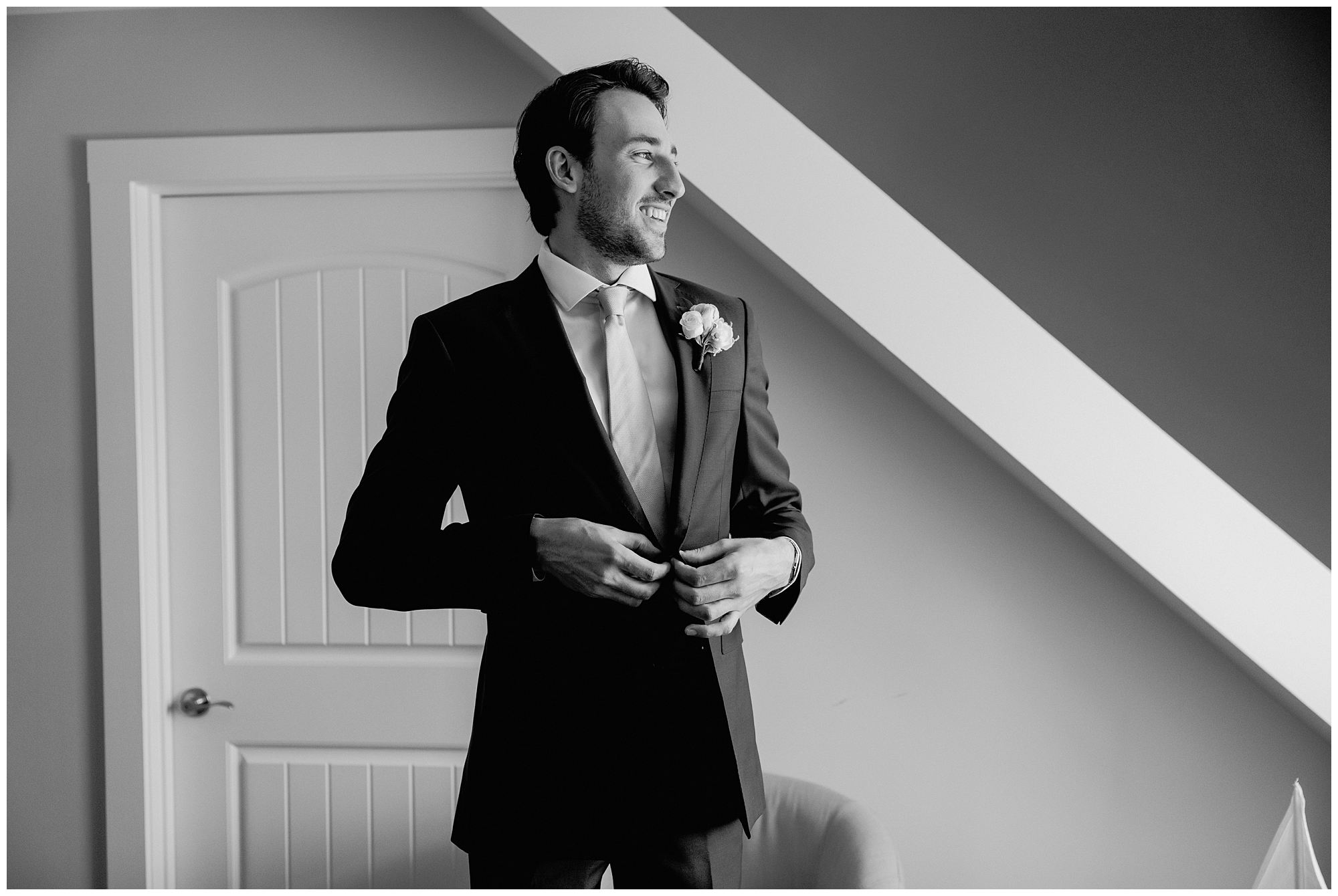 Groom getting ready at Nonantum resort
