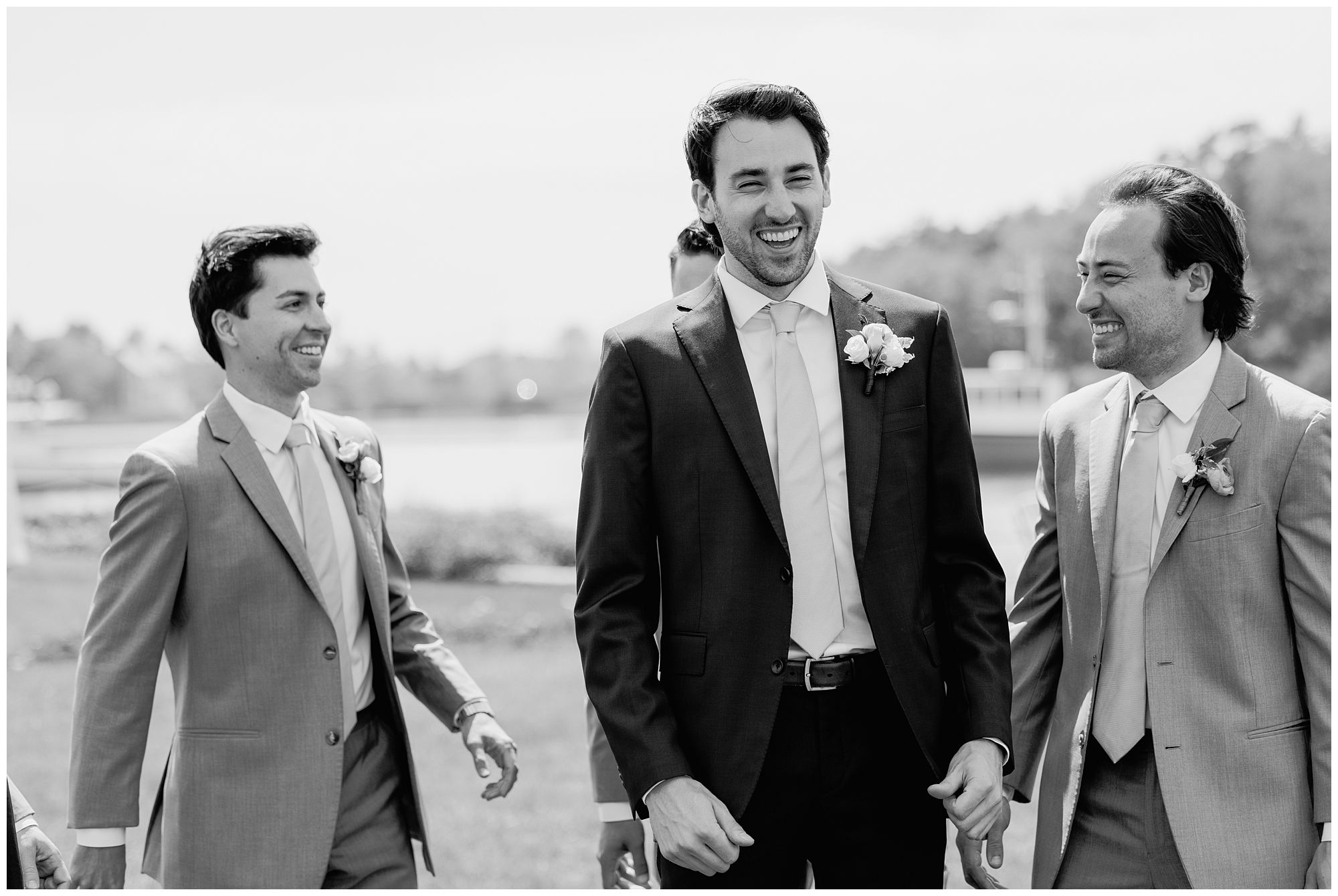 Groom with groomsmen at Nonantum resort