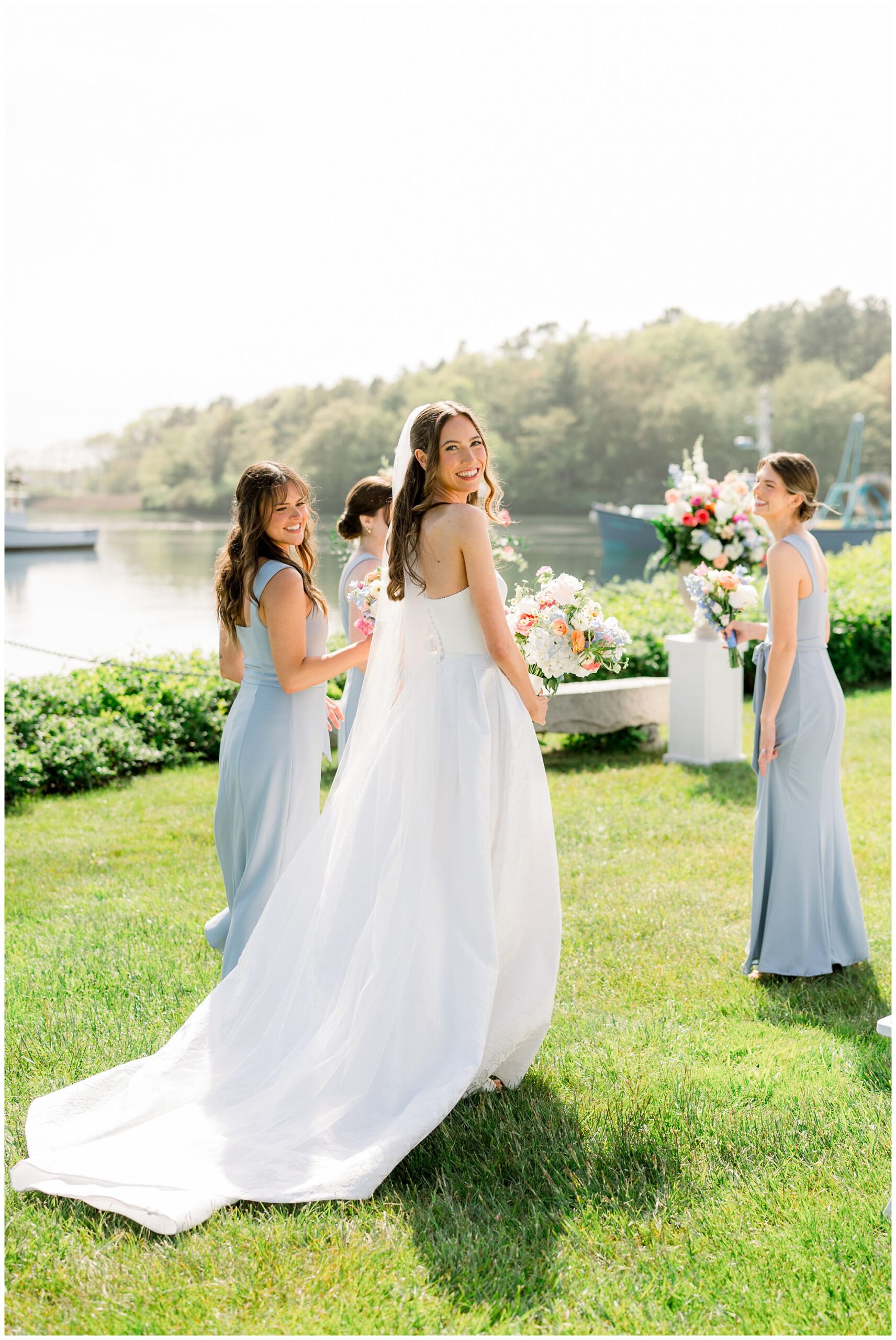 Bridesmaids wedding day moments at Nonantum Resort