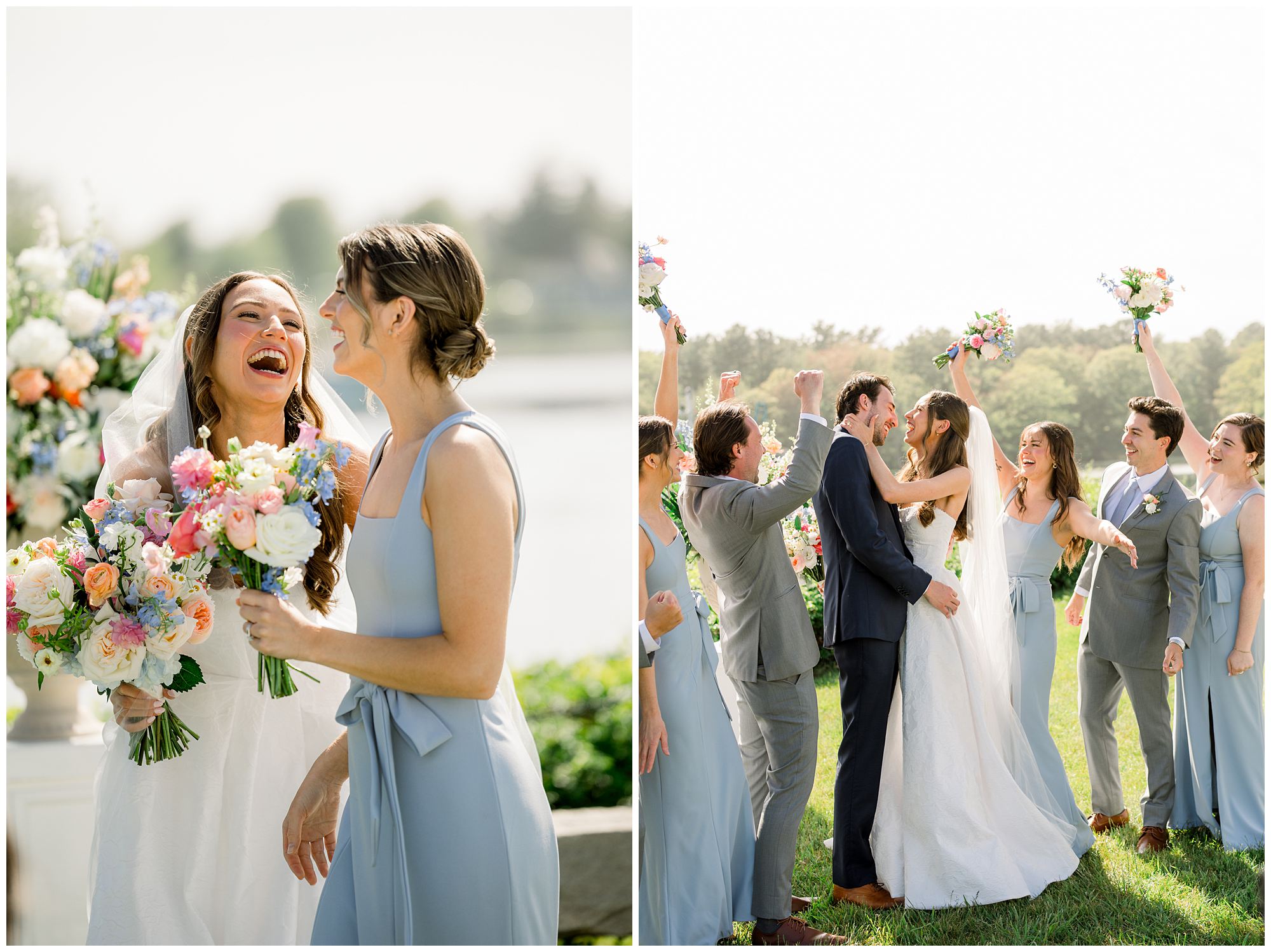 Bridesmaids wedding day moments at Nonantum Resort