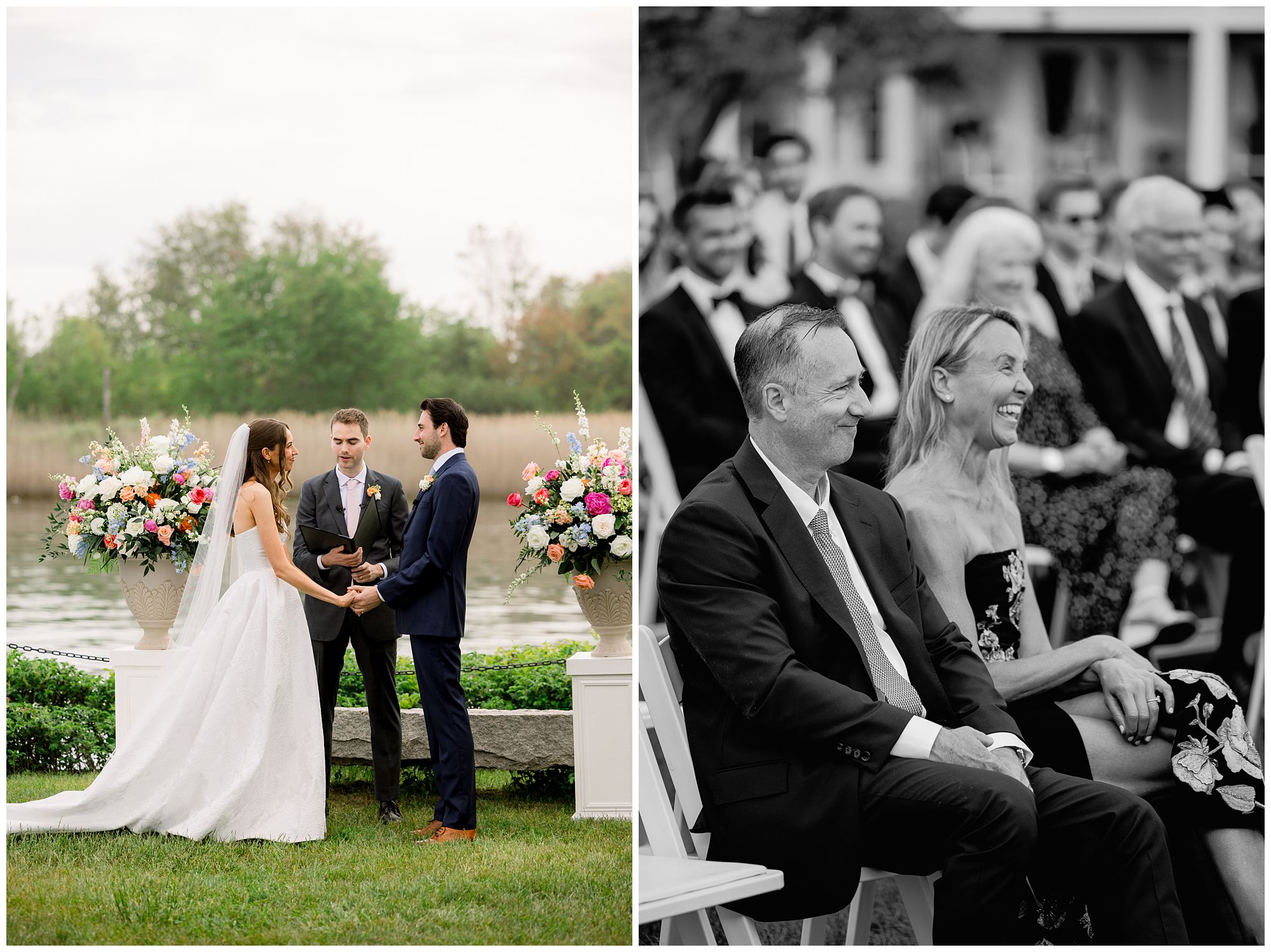 Riverfront Wedding ceremony at Nonantum Resort in Kennebunkport Maine