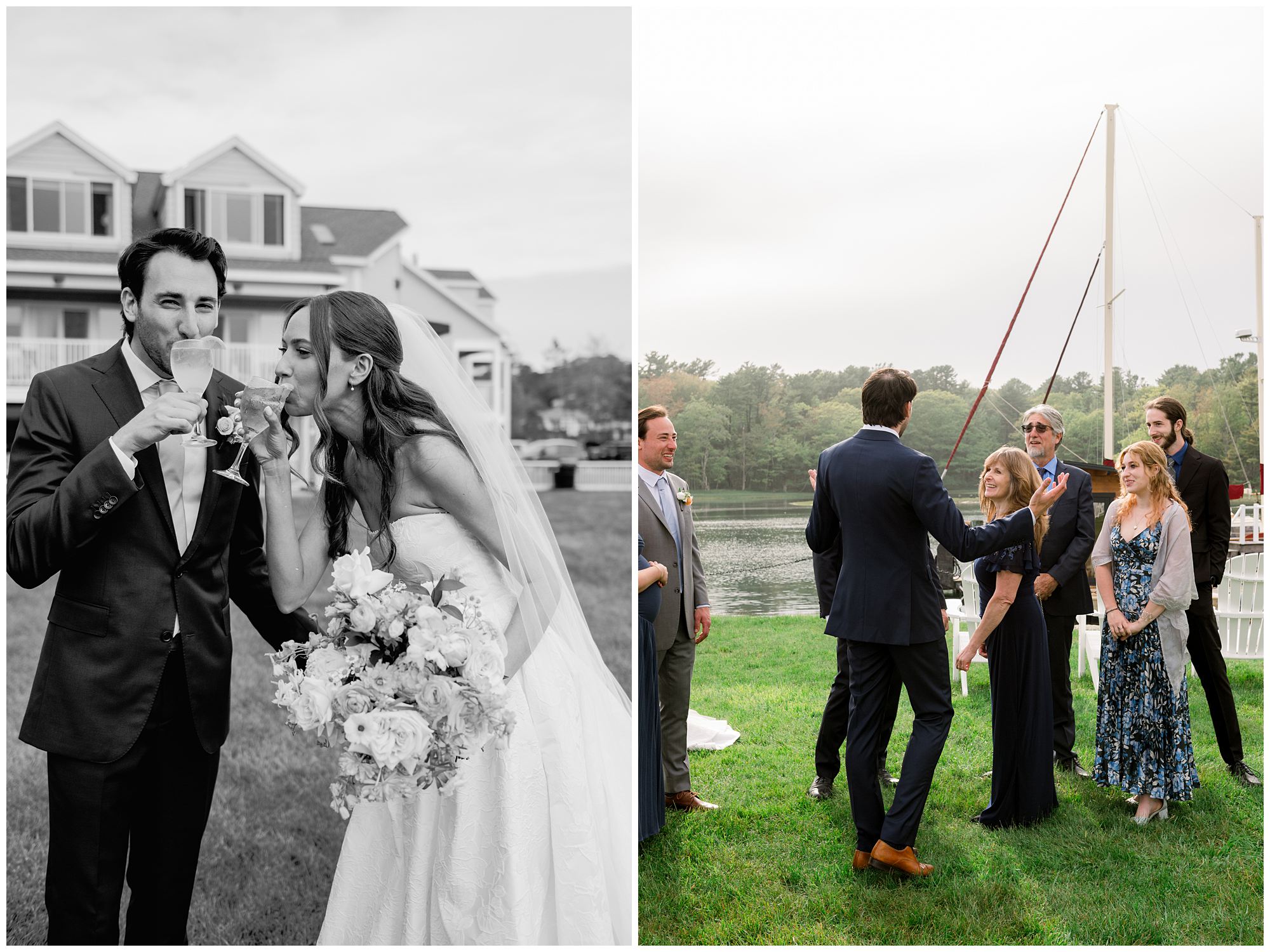 Riverfront Wedding Cocktail hour at Nonantum Resort in Kennebunkport Maine