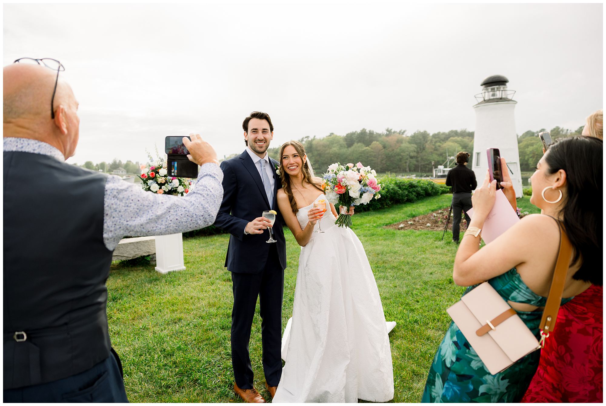Riverfront Wedding Cocktail hour at Nonantum Resort in Kennebunkport Maine