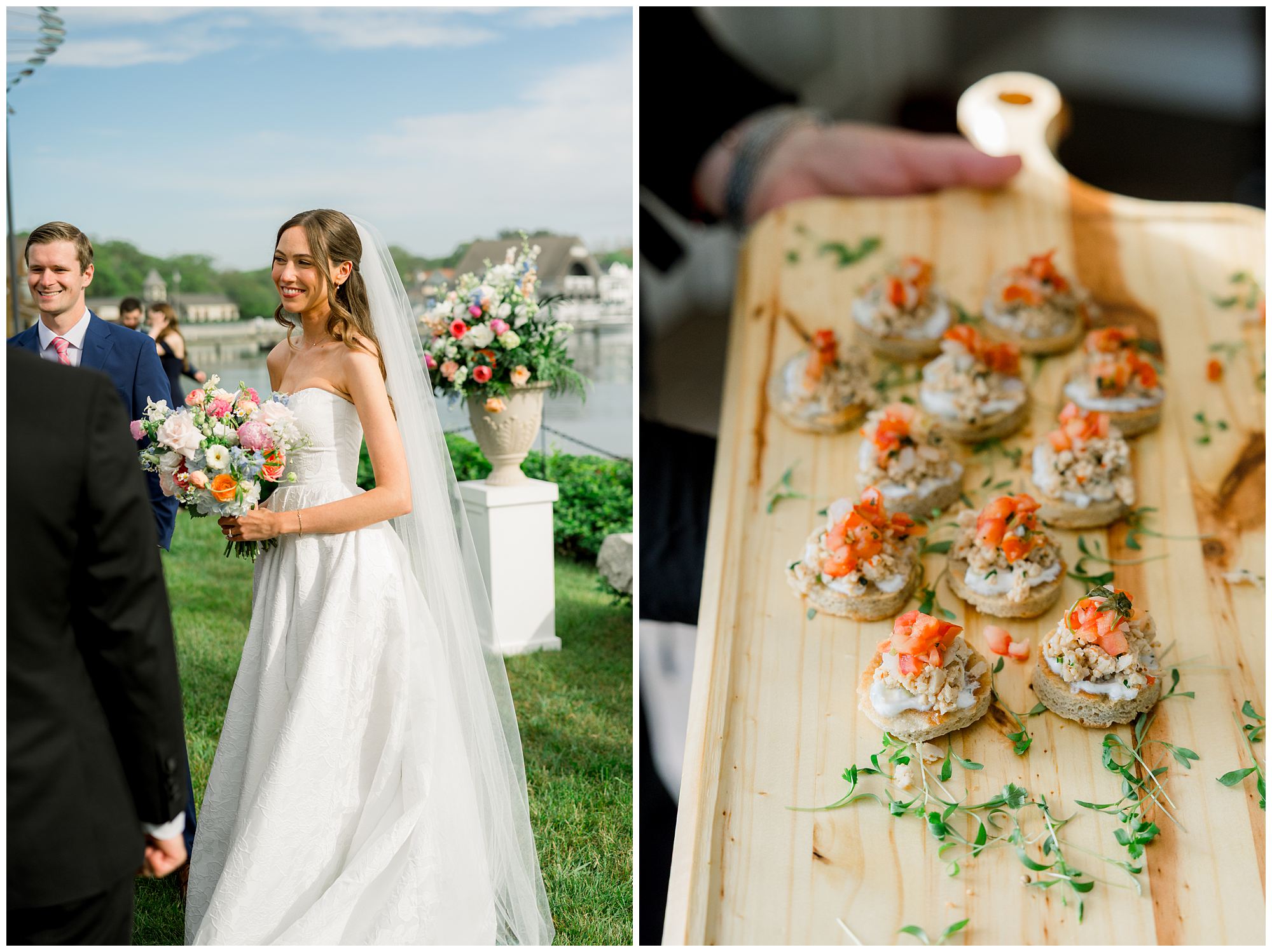Riverfront Wedding Cocktail hour at Nonantum Resort in Kennebunkport Maine