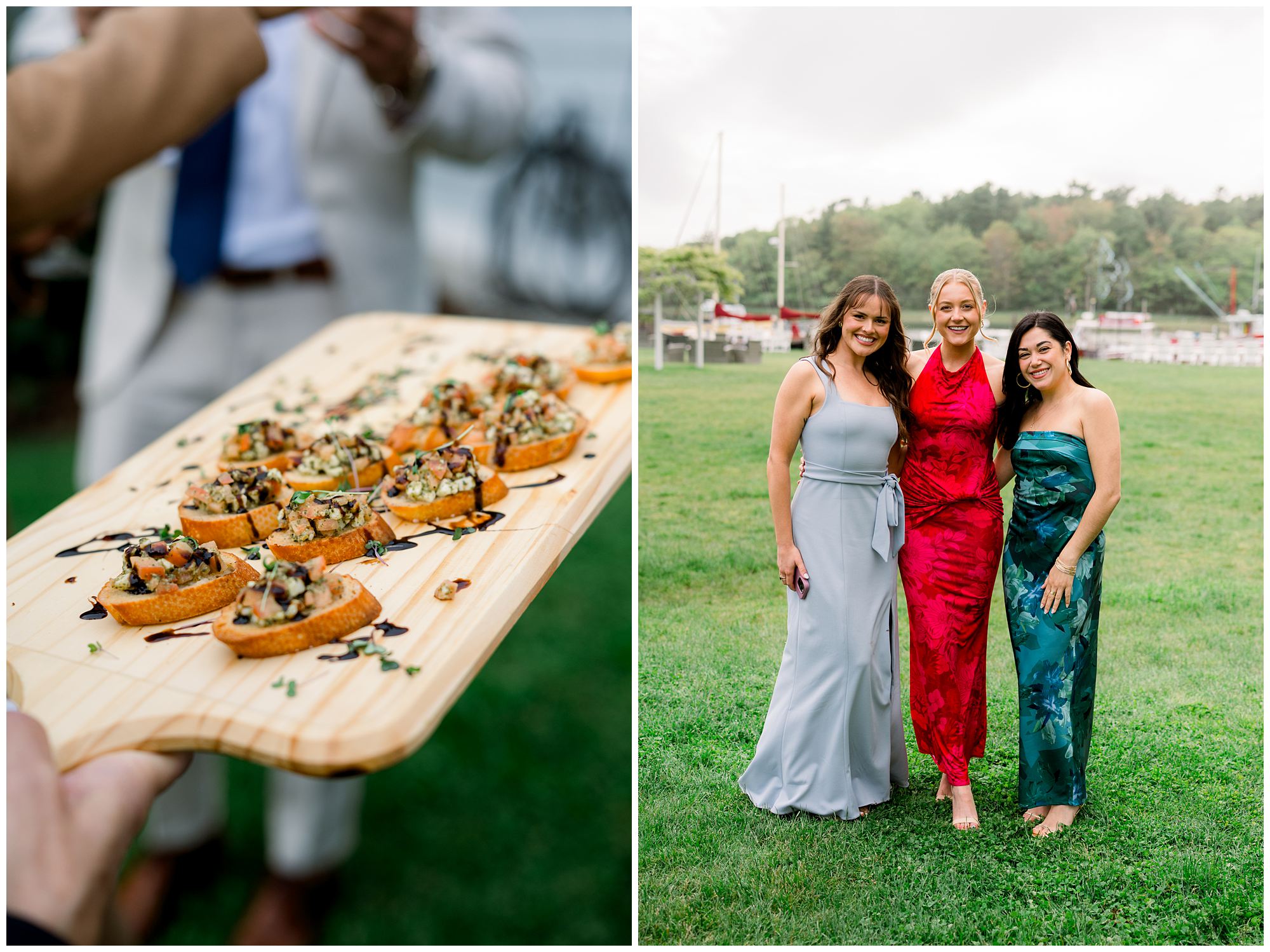 Riverfront Wedding Cocktail hour at Nonantum Resort in Kennebunkport Maine