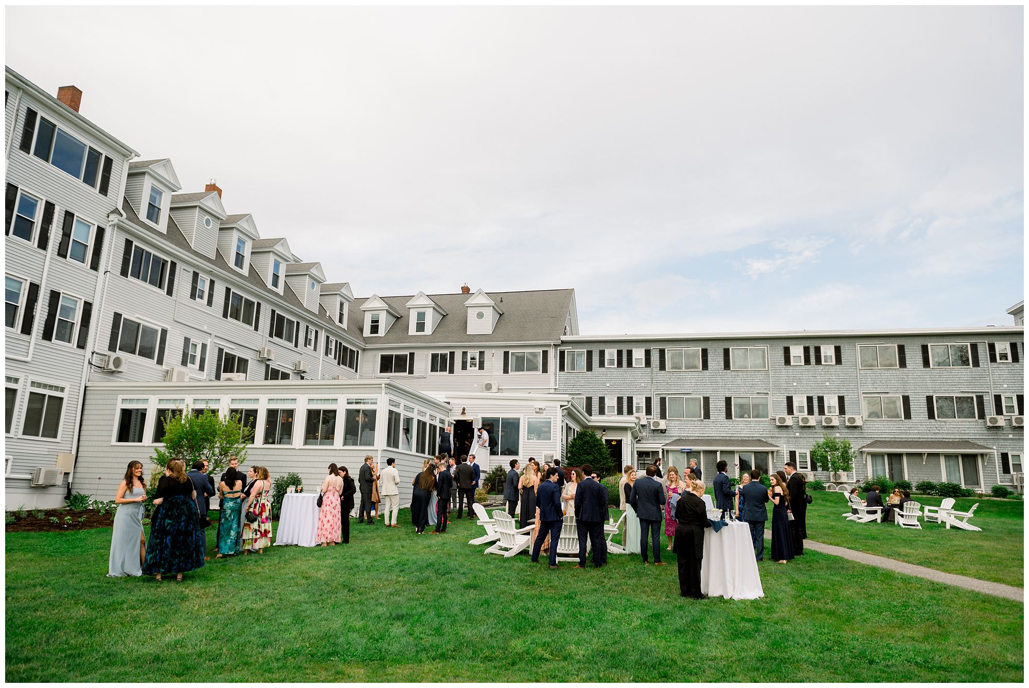 Riverfront Wedding Cocktail hour at Nonantum Resort in Kennebunkport Maine