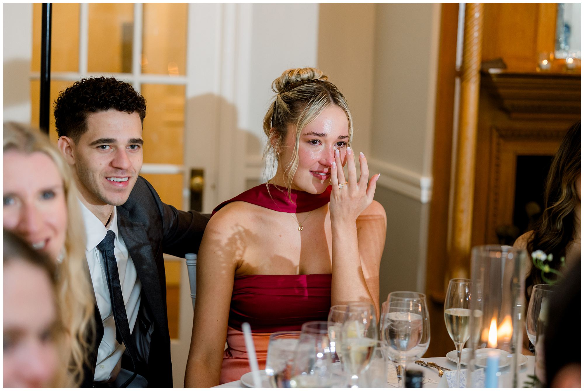 Wedding toasts at reception at Nonantum Resort