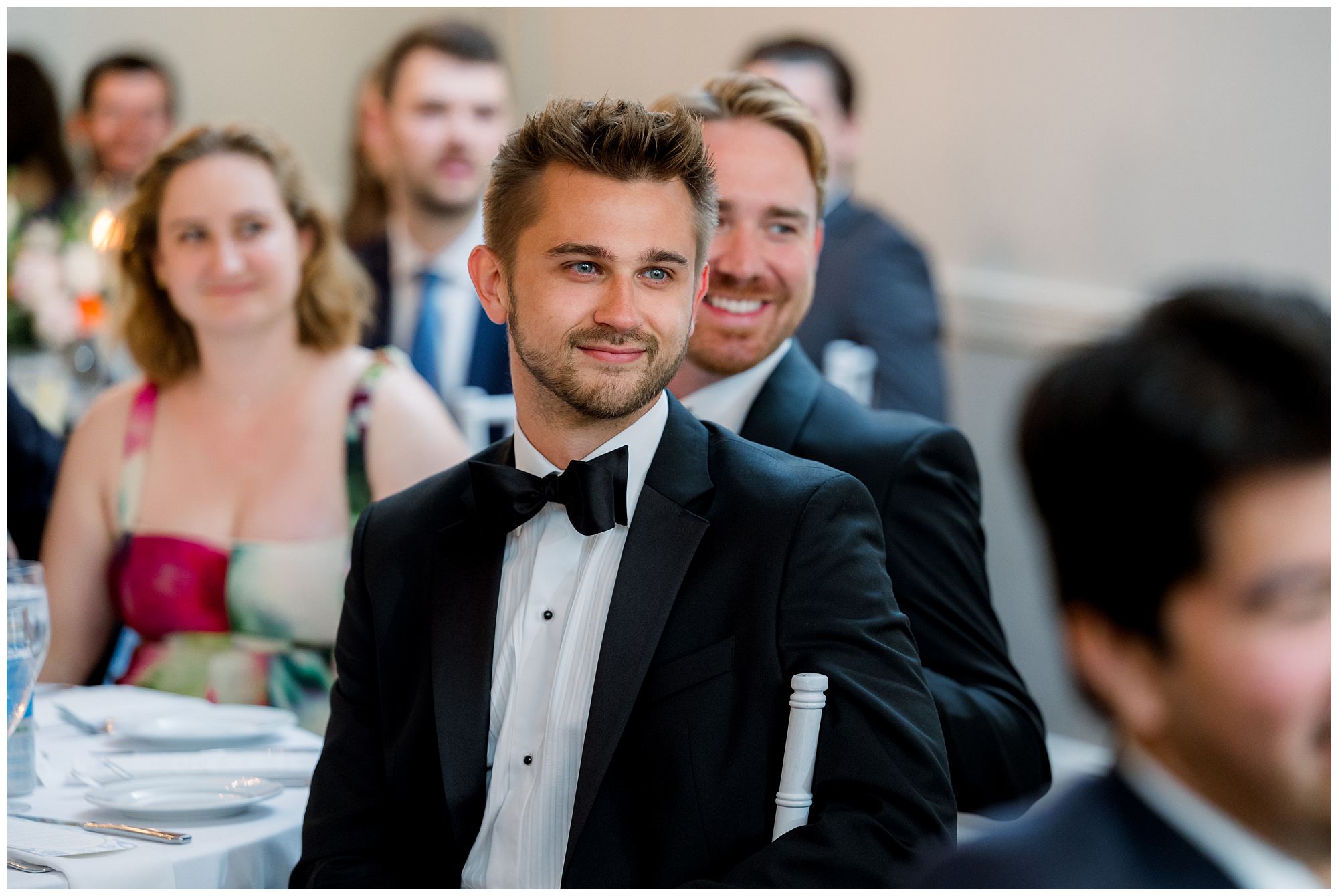 Wedding toasts at reception at Nonantum Resort