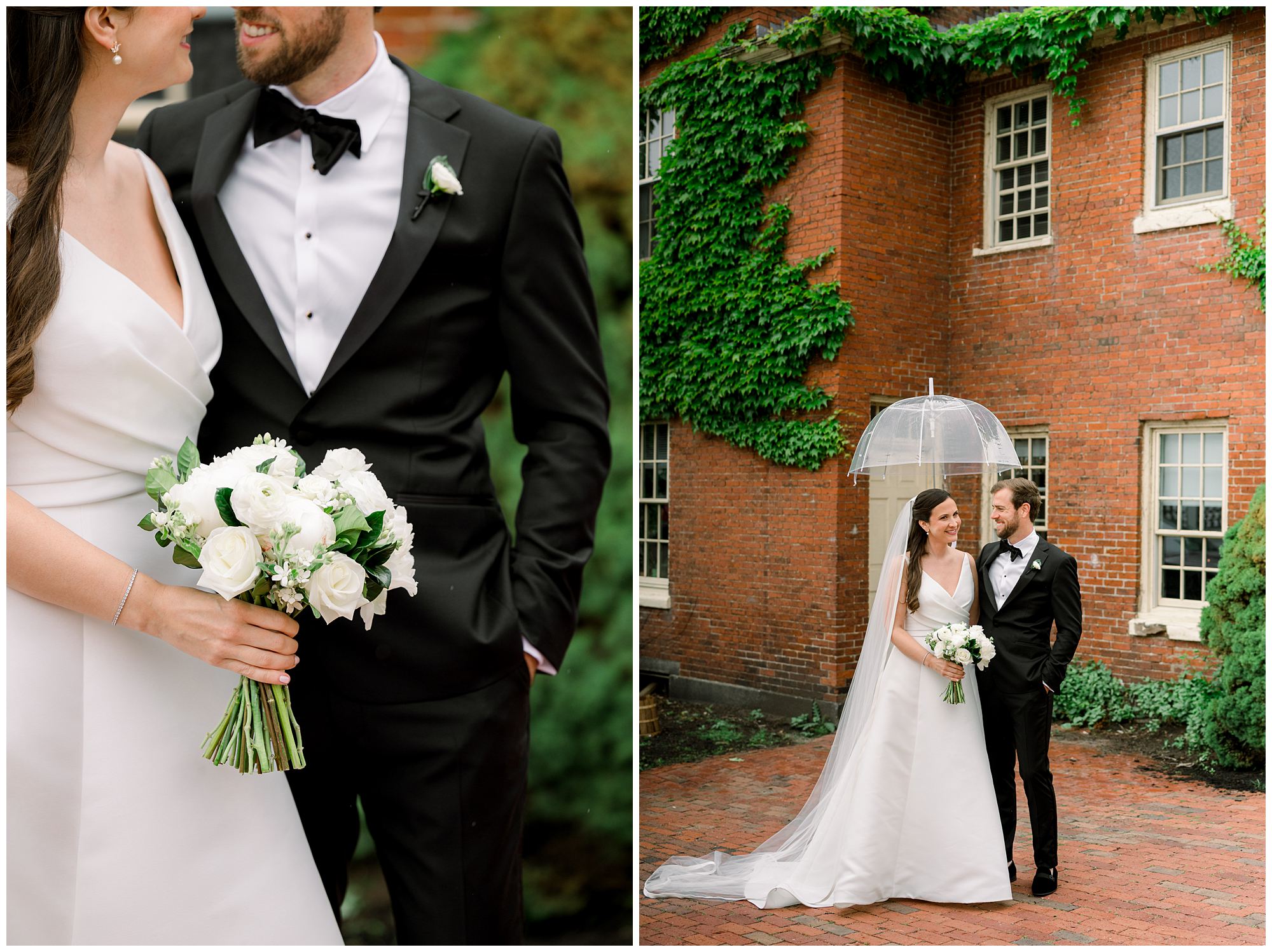 Rainy day wedding photos in downtown Portsmouth, NH