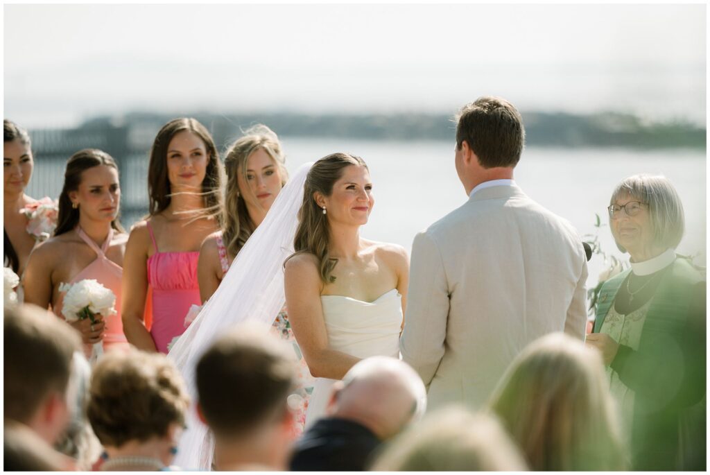Riverfront wedding ceremony at Breakwater Inn in Kennebunkport Maine
