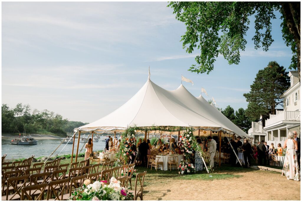 Coastal Riverfront Wedding reception in Kennebunkport Maine