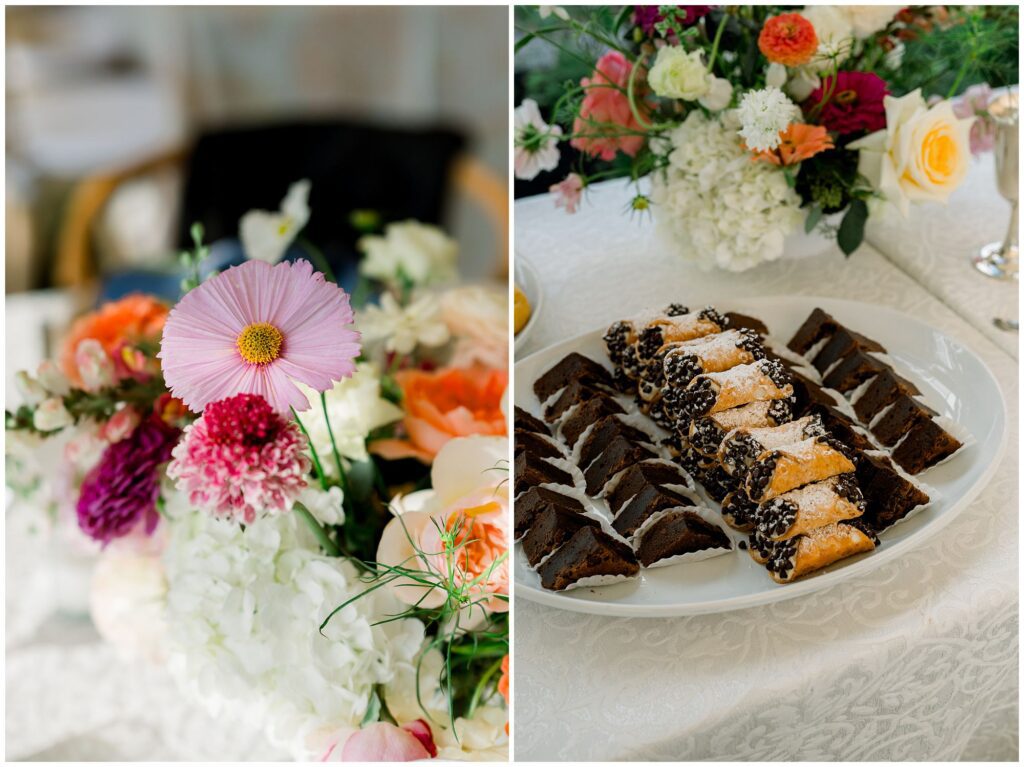 Wedding reception details at Breakwater Inn tented wedding