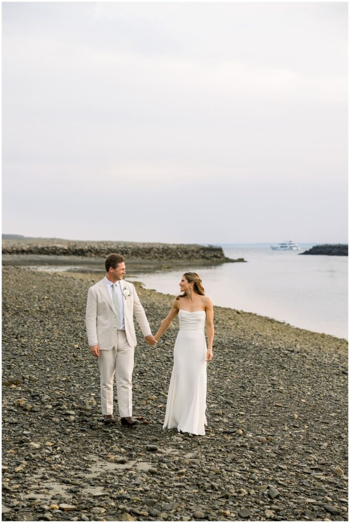 Riverfront wedding at Breakwater Inn Bride and Groom photos