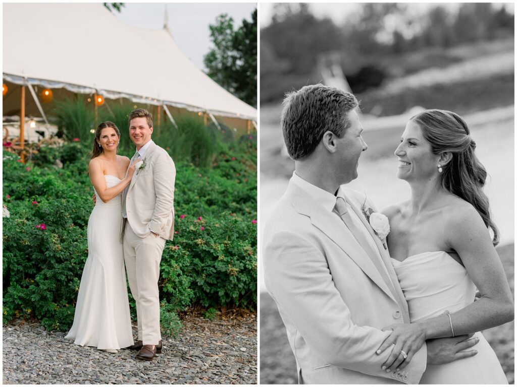 Riverfront wedding at Breakwater Inn Bride and Groom photos