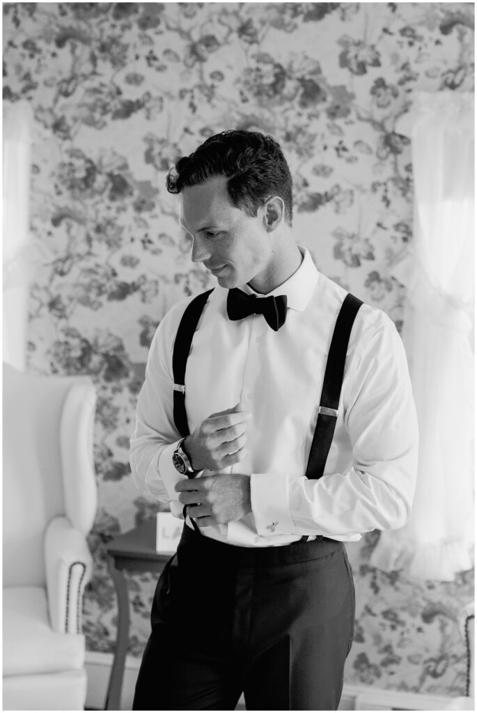 Groom getting ready at The Colony Hotel