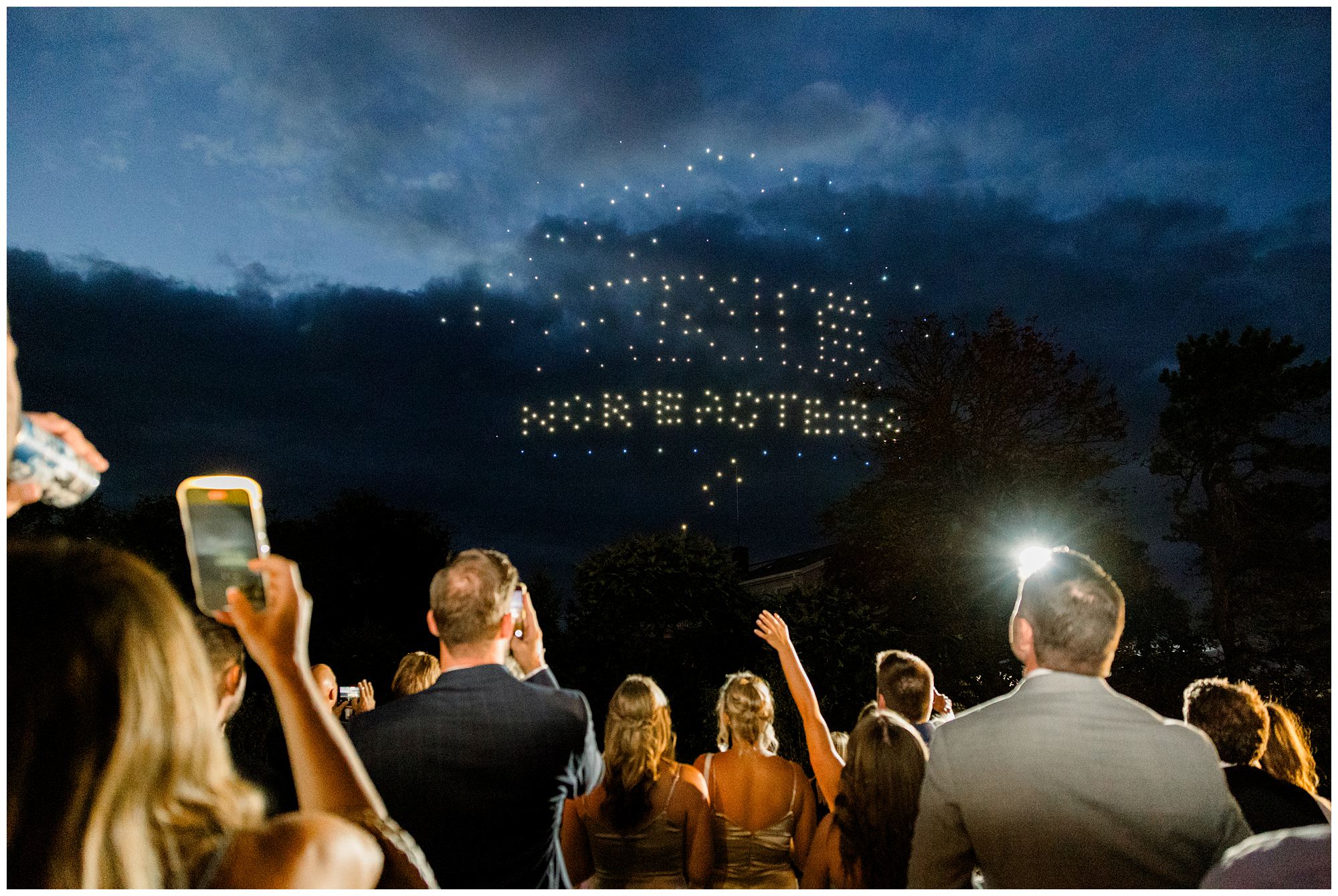 Drone light show at Cliff house Maine Wedding venue in Cape Neddick