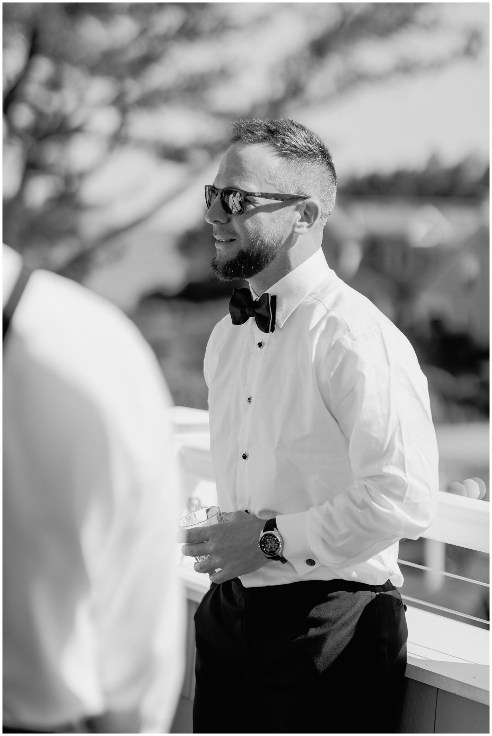 Groom getting ready at Black Point Inn in Scarborough, Maine