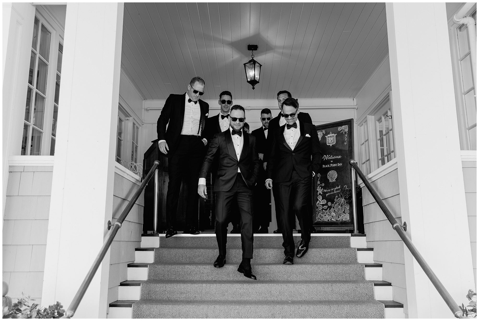 Groom getting ready at Black Point Inn in Scarborough, Maine
